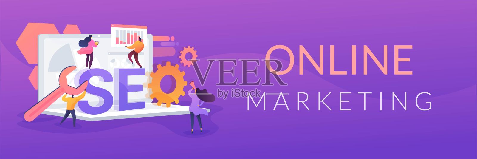 SEO优化概念横幅标题插画图片素材