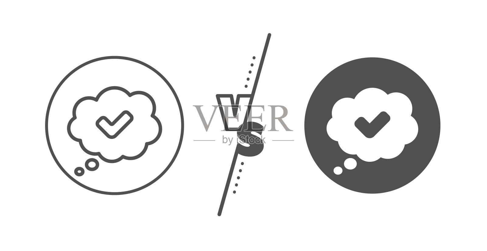 检查标记线图标。通过漫画的迹象。演讲泡沫聊天。向量图标素材