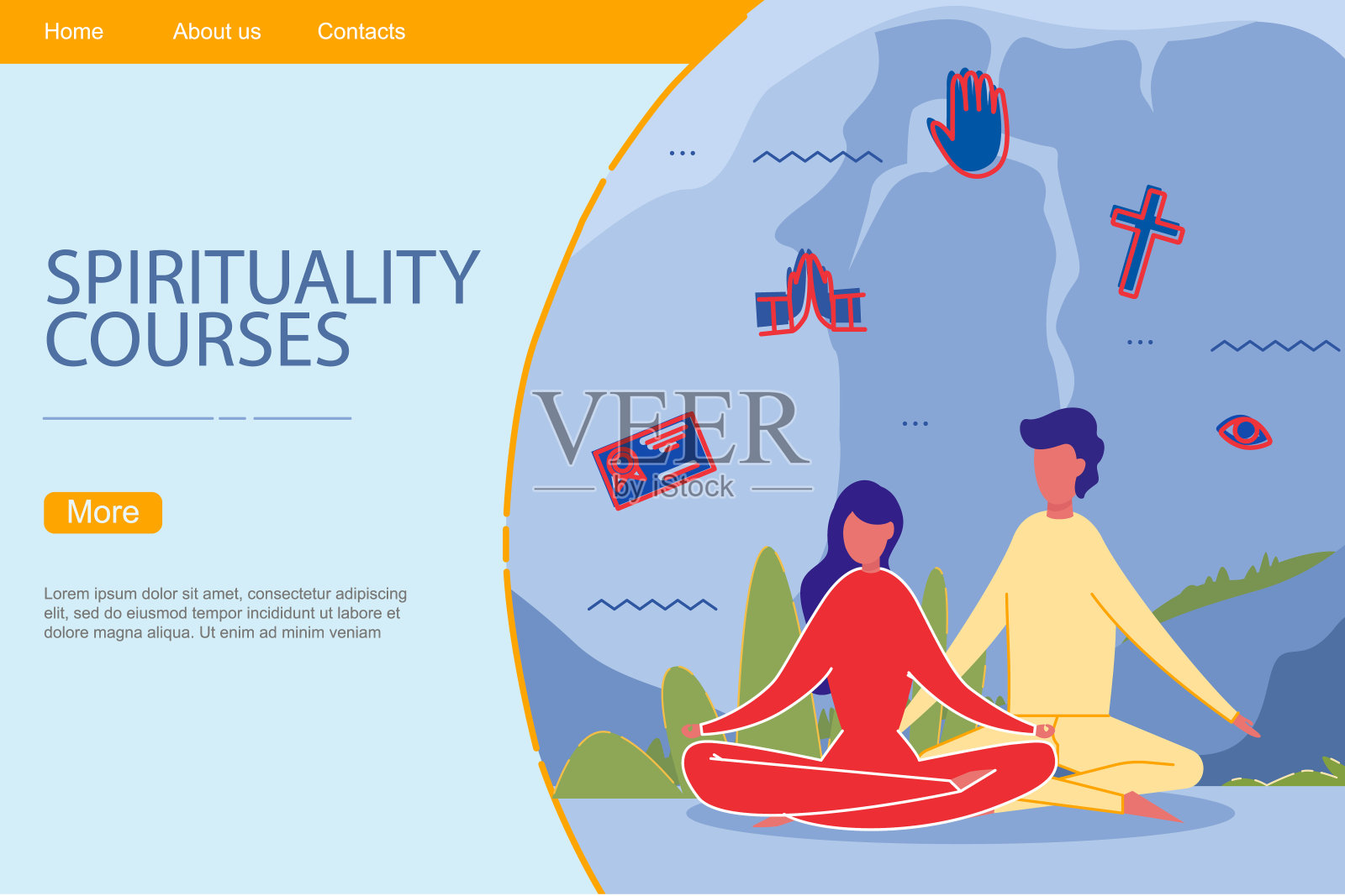 修行人，灵性课程。插画图片素材