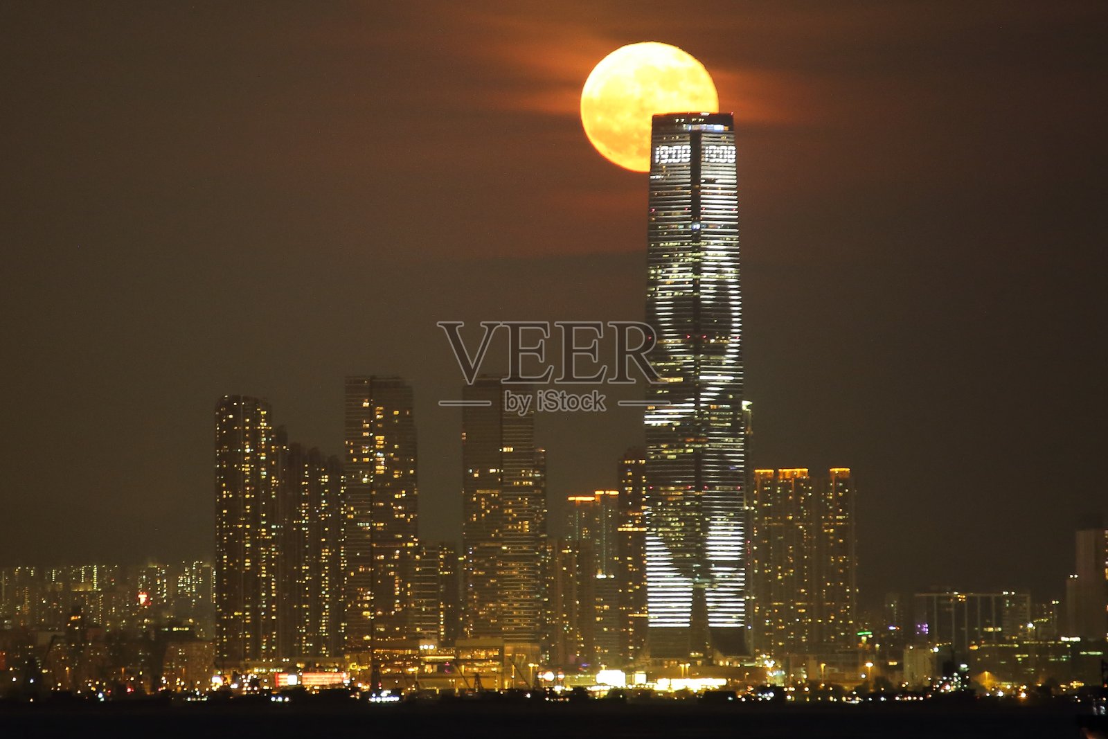 月亮在香港升起照片摄影图片