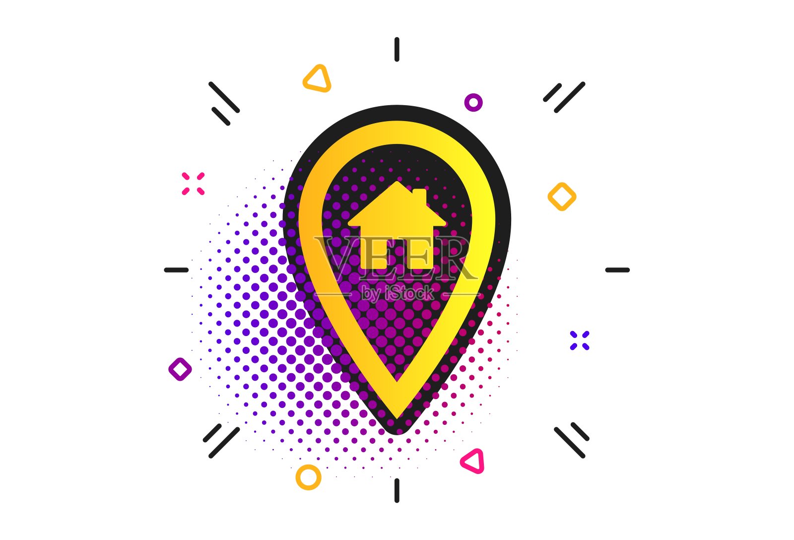 地图指针房子标志图标。标记符号。向量插画图片素材