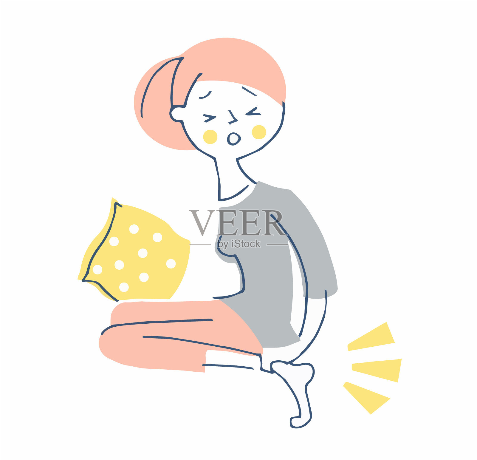 年轻女子脚踝疼痛插画图片素材