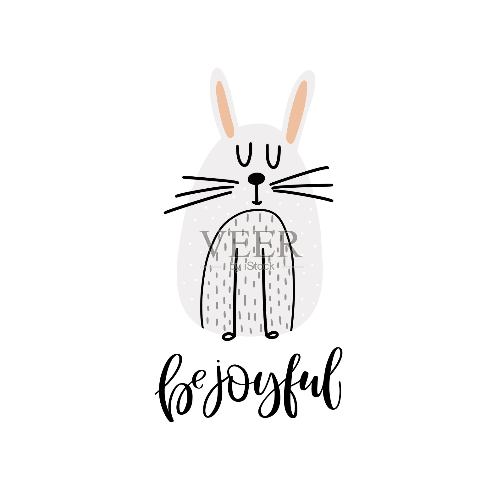 可爱的兔子和文字插图设计元素图片