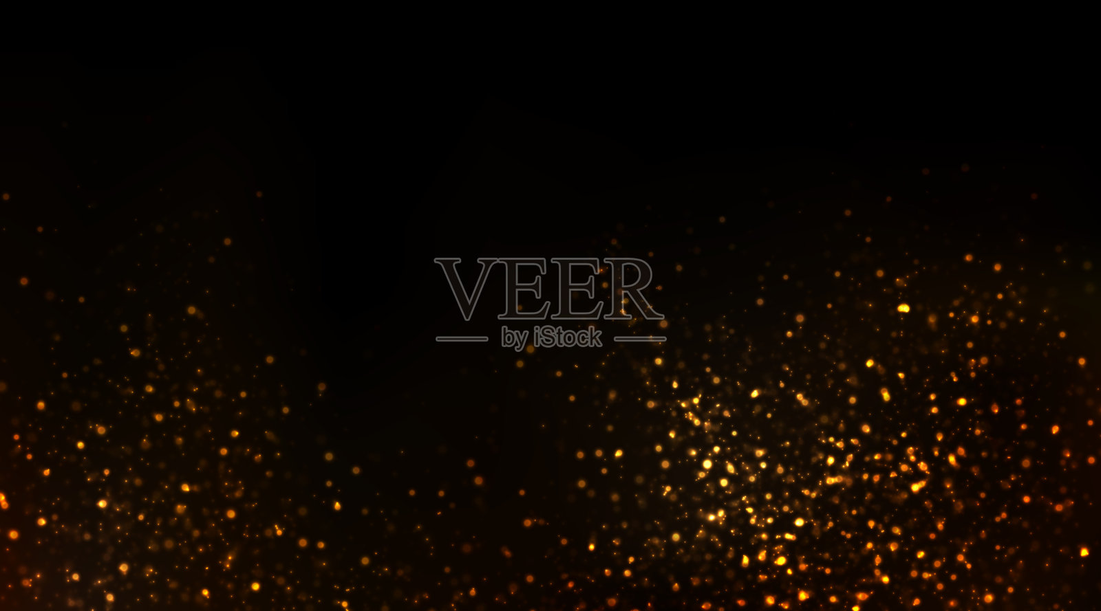 在黑暗中闪耀着金色的尘埃和发光的粒子插画图片素材
