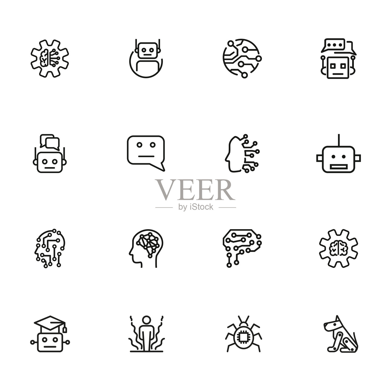 AI技术线图标设置图标素材