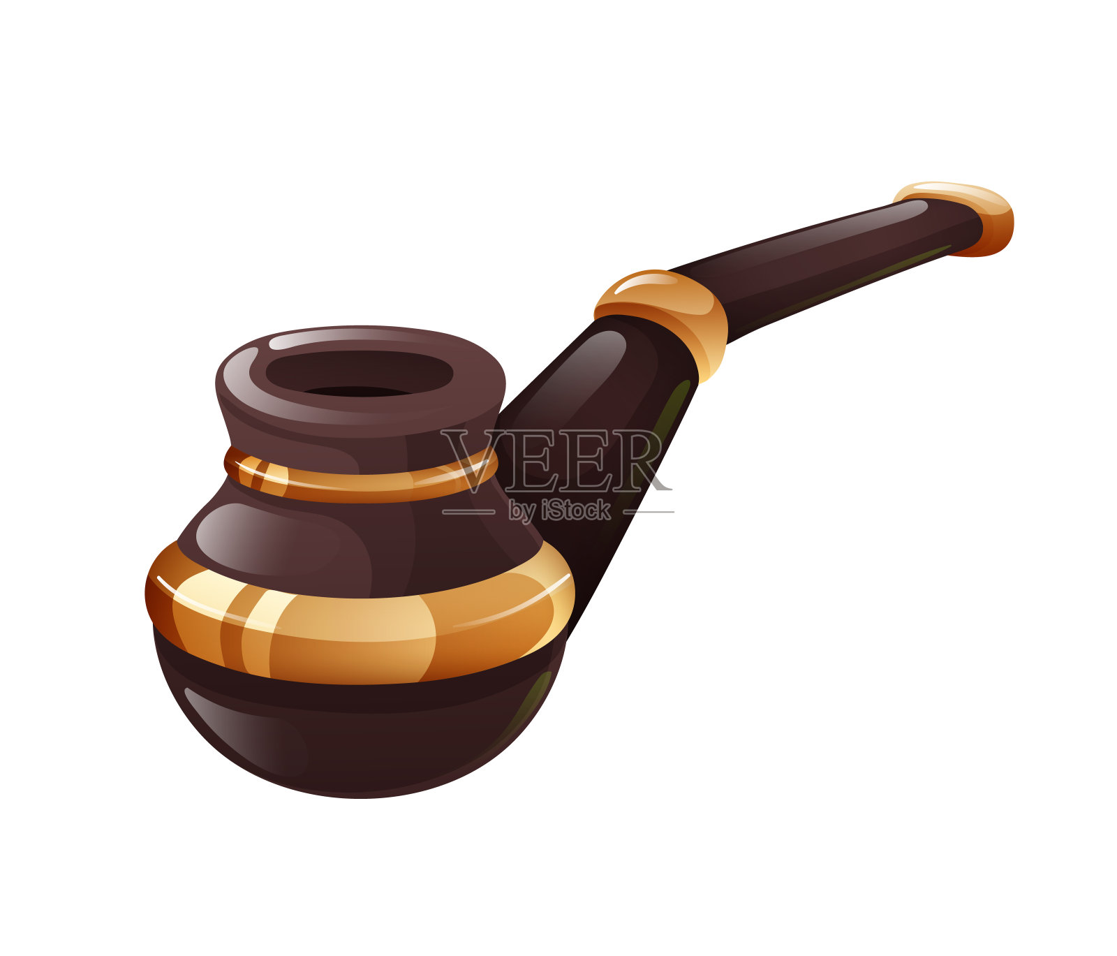 漂亮的经典木管与金戒指。烟斗。设计元素图片