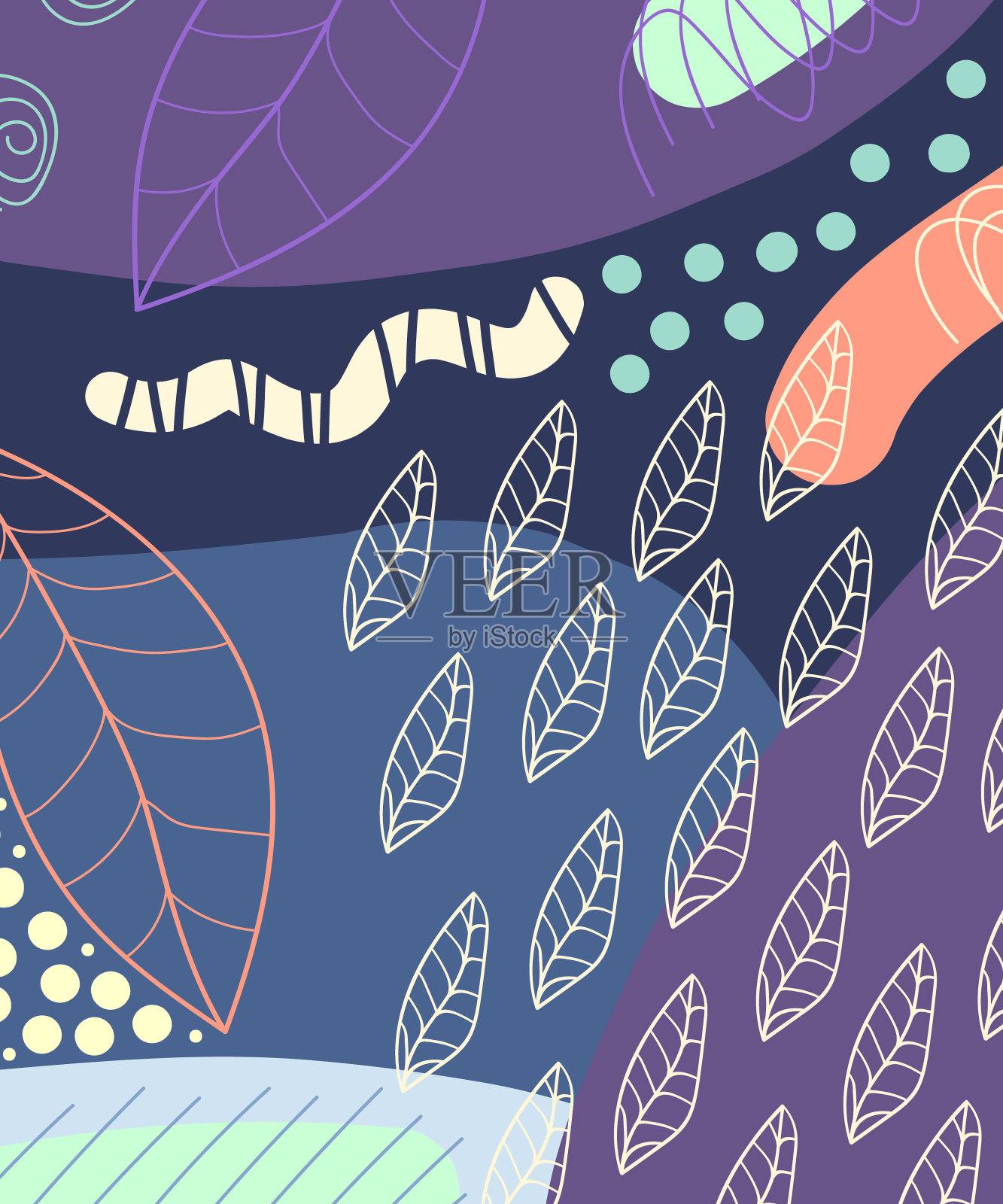 抽象矢量模式与手绘的颜色和点。插画图片素材