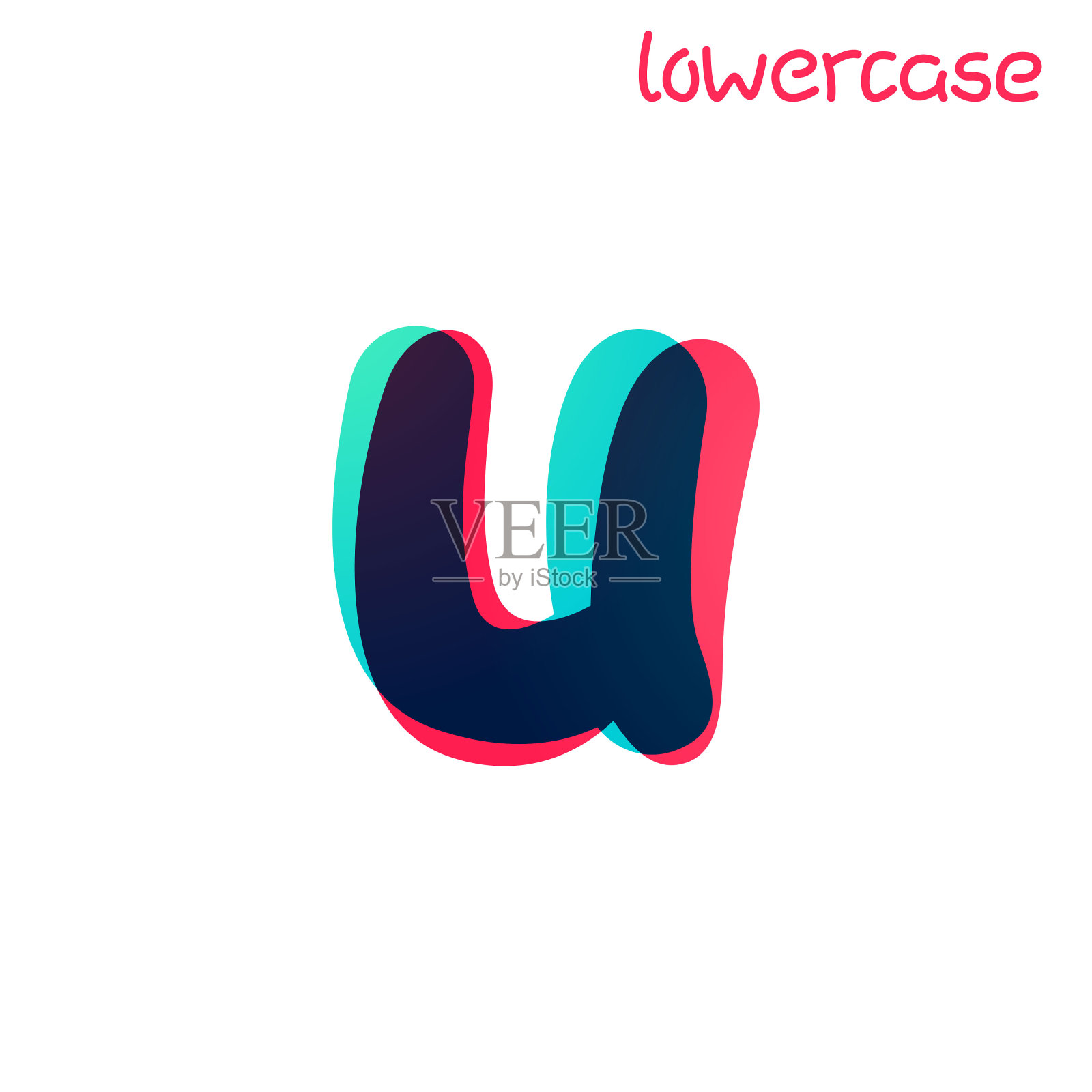 重叠渐变小写字母u标志型。设计元素图片