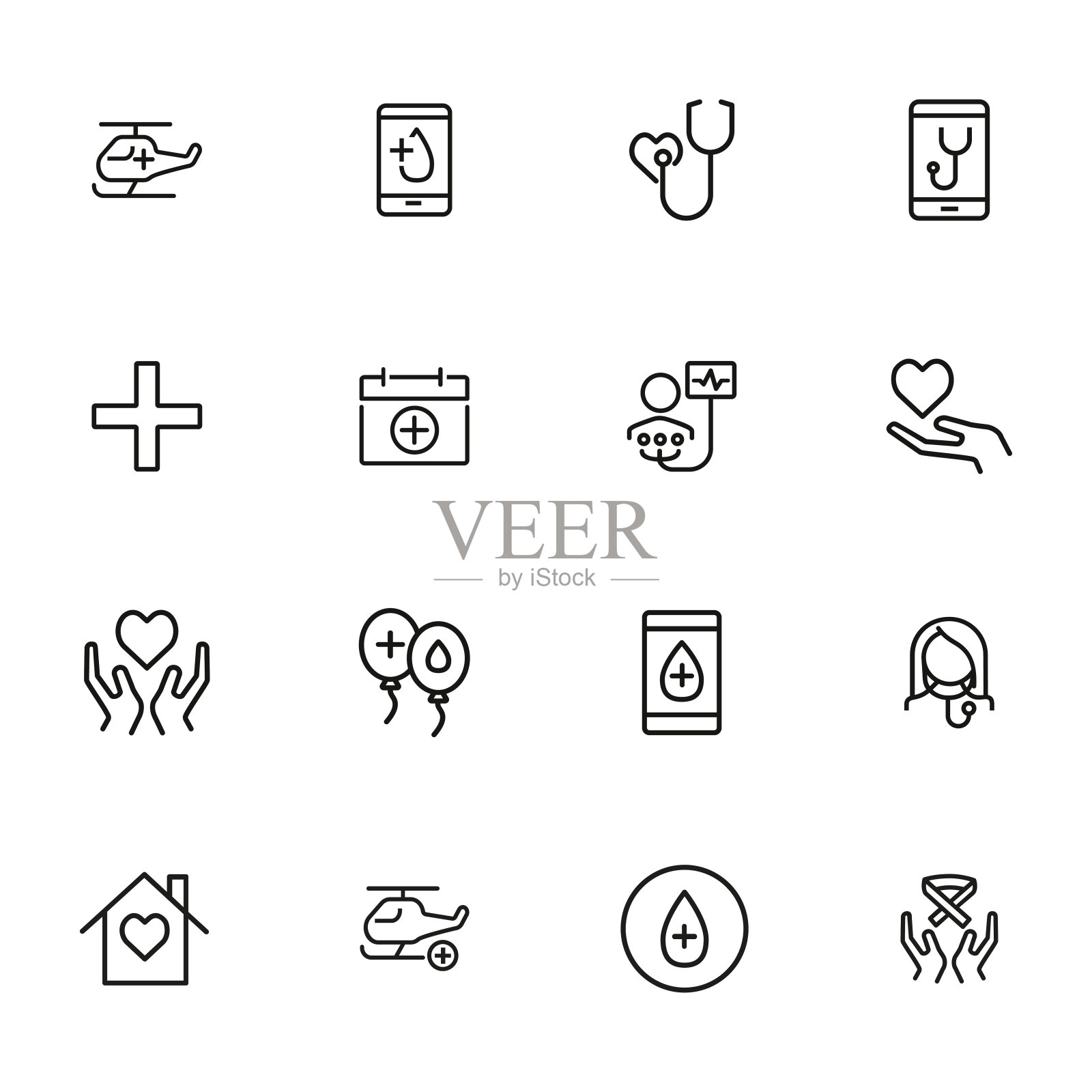 捐赠线图标集图标素材