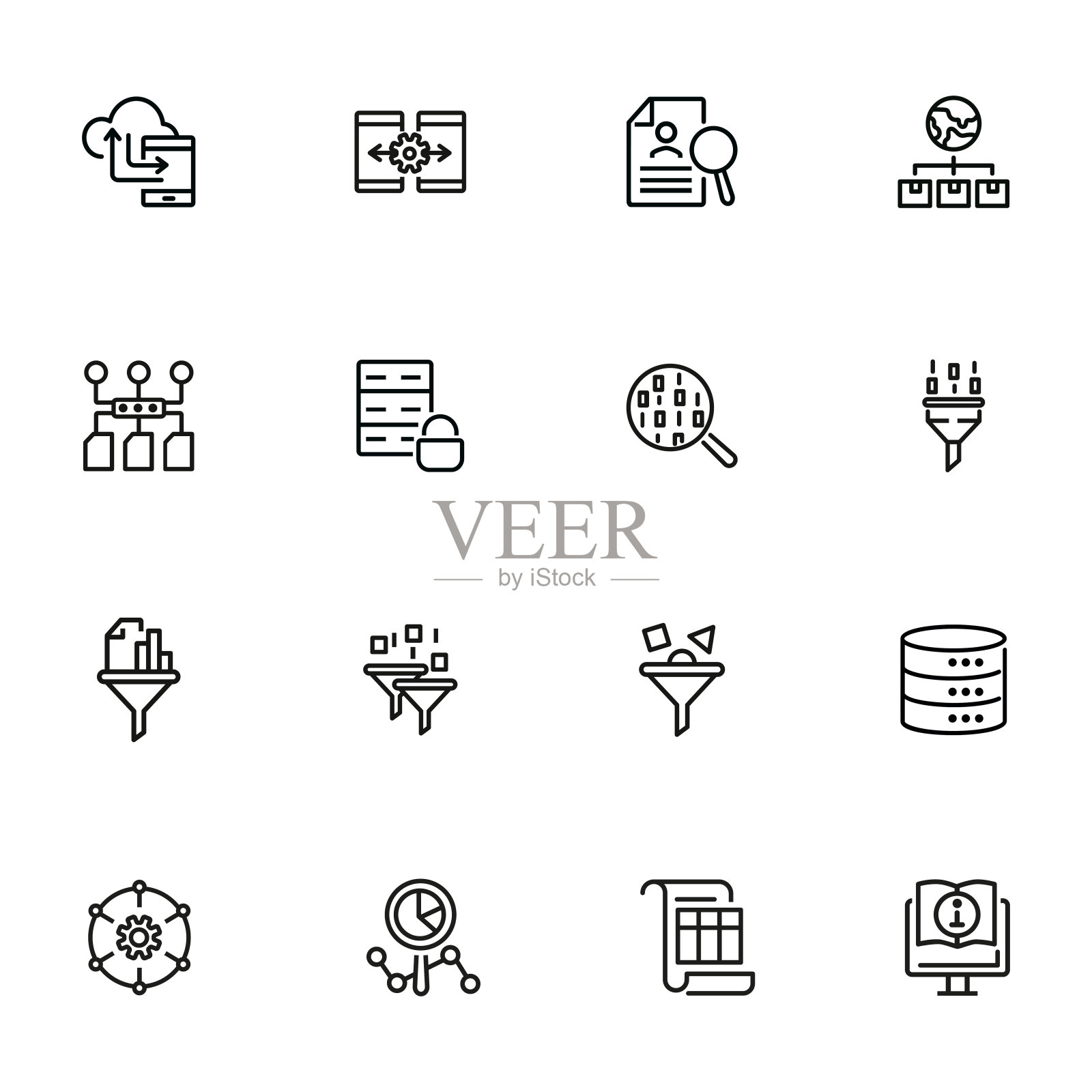 数据管理线性图标集图标素材