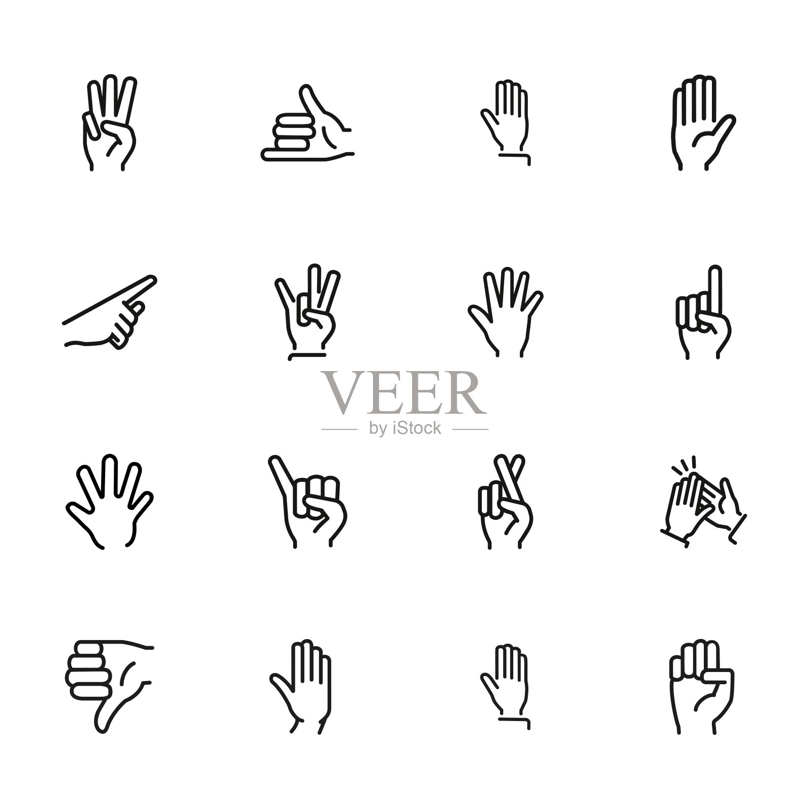 手势线条图标集图标素材