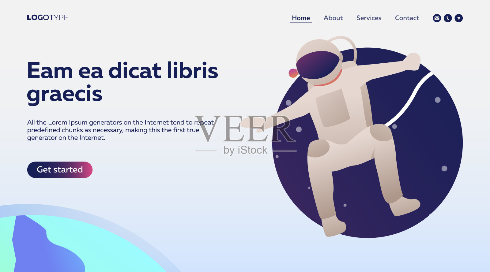 宇航员穿着太空服在太空中探索着什么插画图片素材