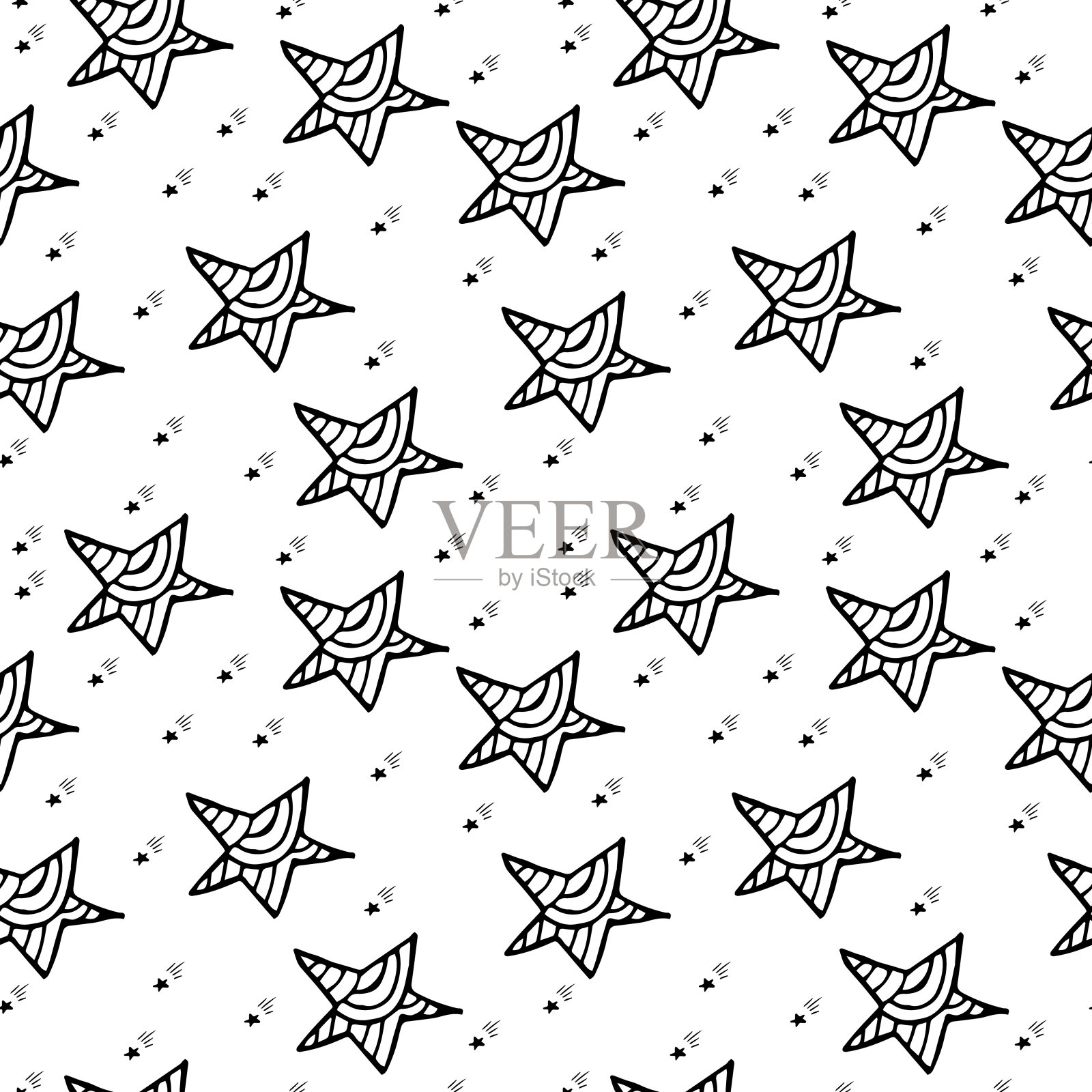 手绘创意矢量星形图标无缝模式孤立插画图片素材