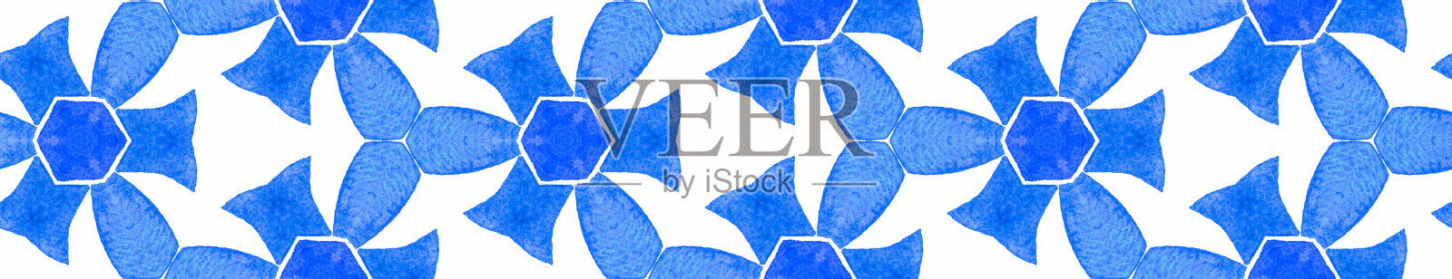 蓝绿色复古复古无缝边界滚动插画图片素材