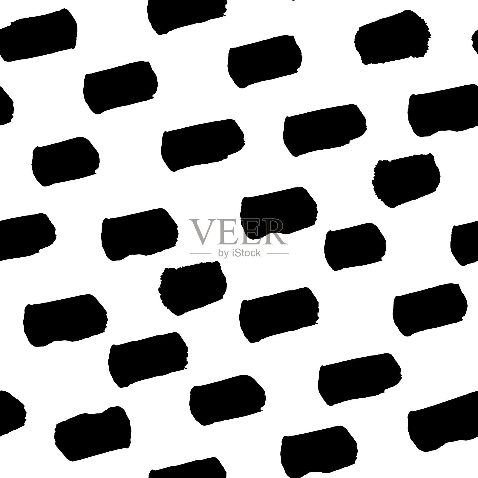 斑点无缝模式，手绘。笔触黑白分明插画图片素材