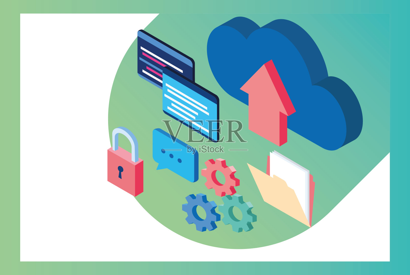 大数据技术与云计算插画图片素材