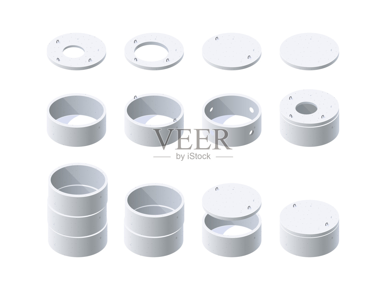 扁平风格的混凝土圆环图标插画图片素材