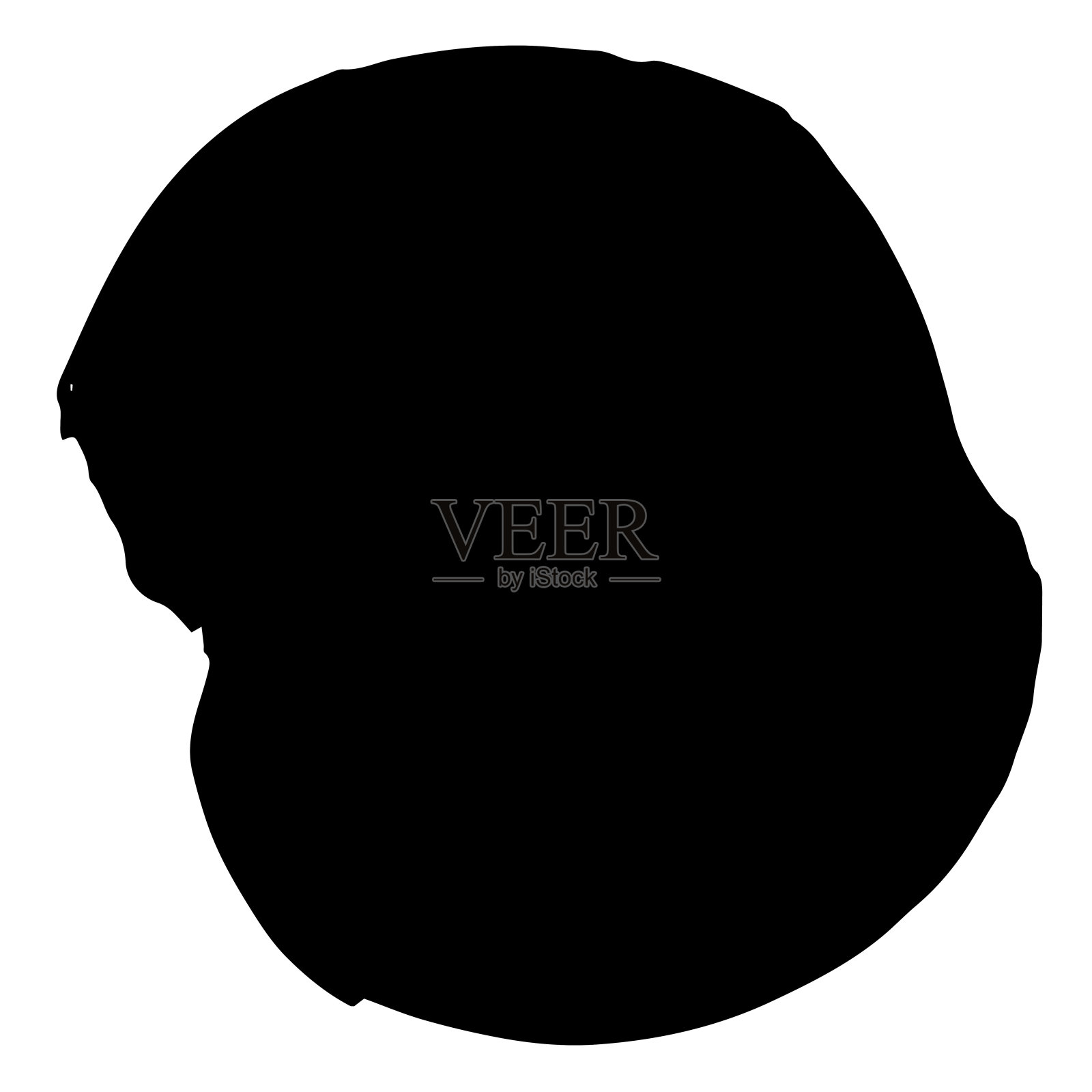 矢量抽象黑色笔刷圆。黑白篆刻水墨艺术。孤立的墨水笔触插图元素。插画图片素材