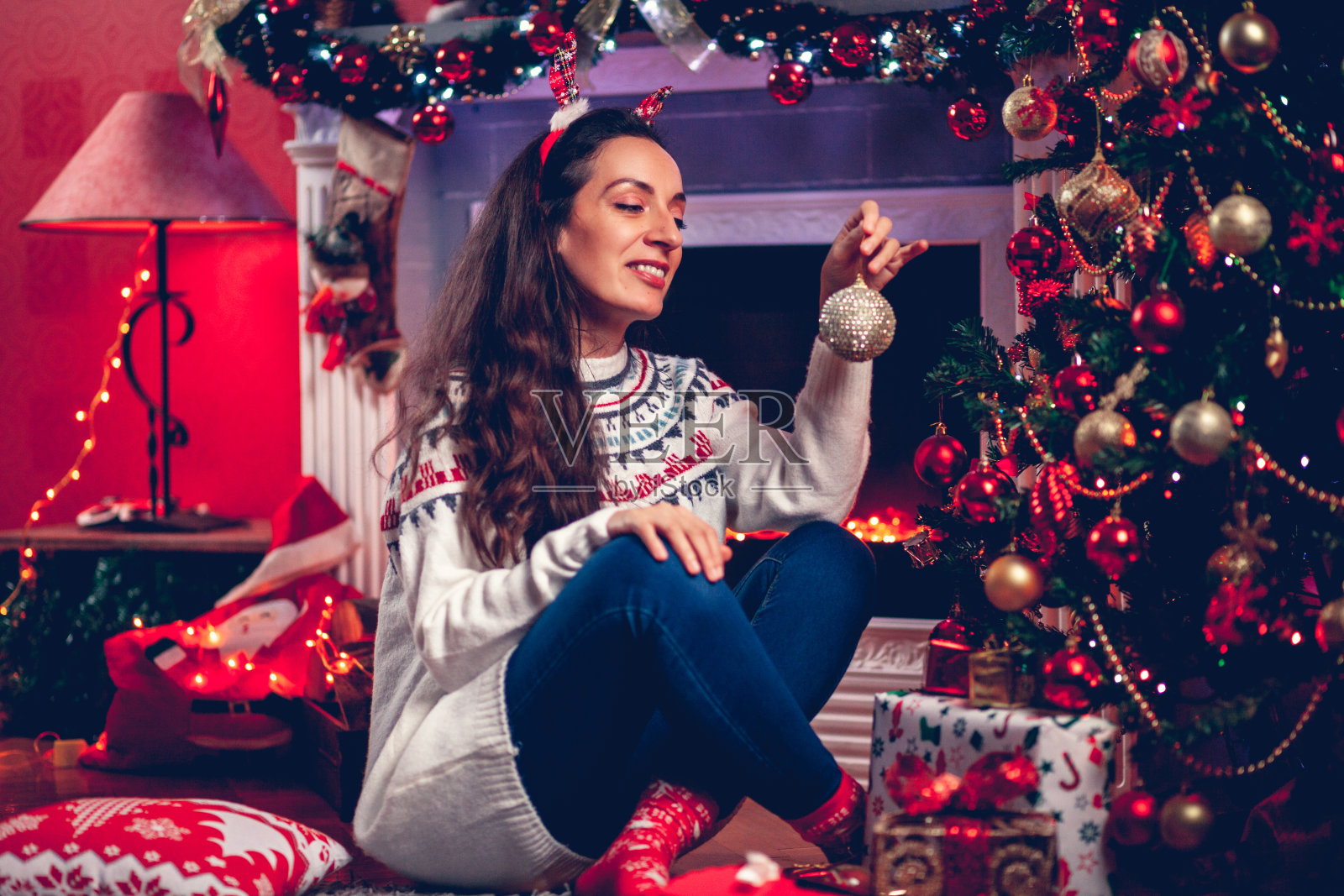 圣诞节的女人照片摄影图片