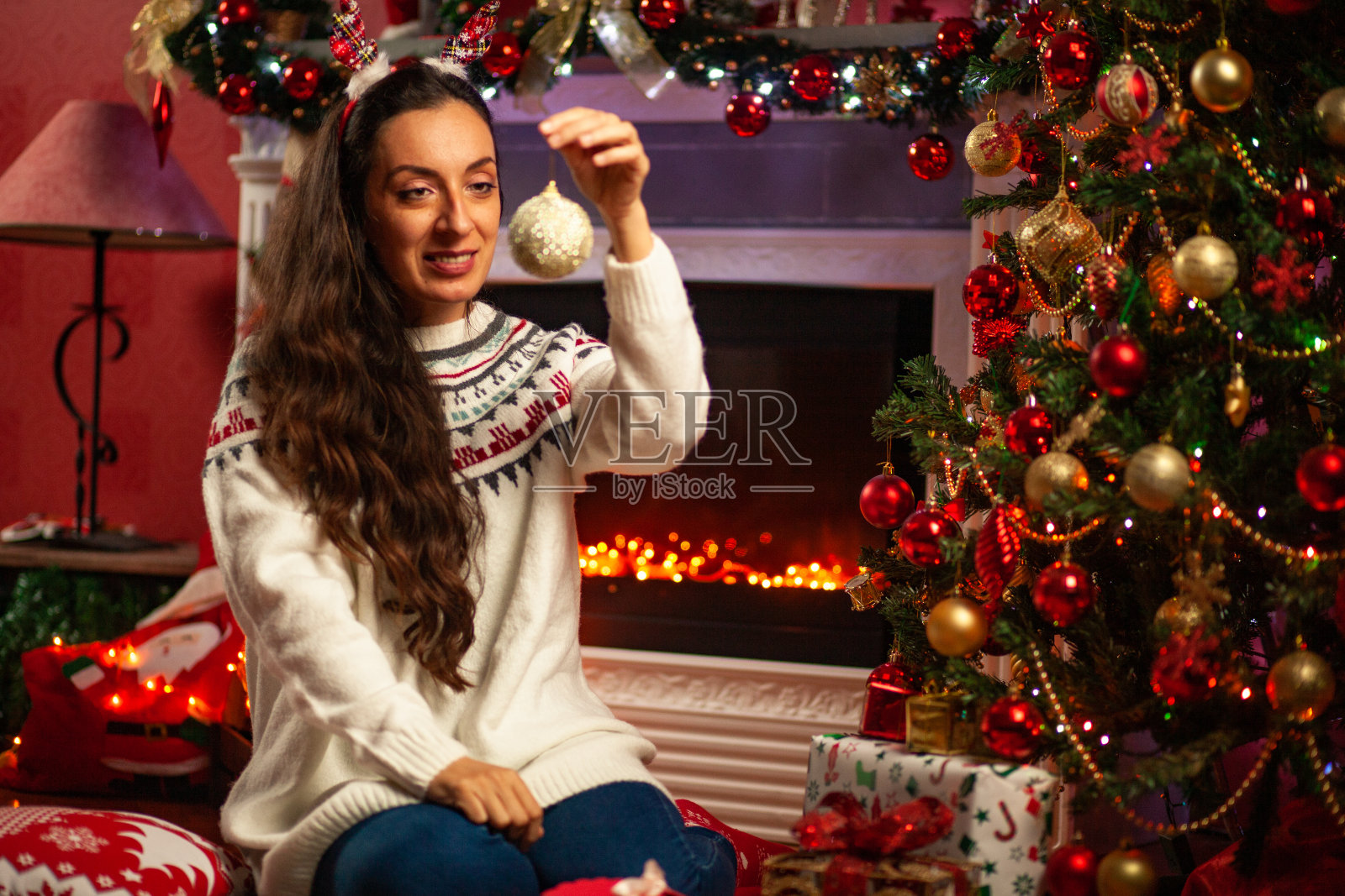 圣诞节的女人照片摄影图片