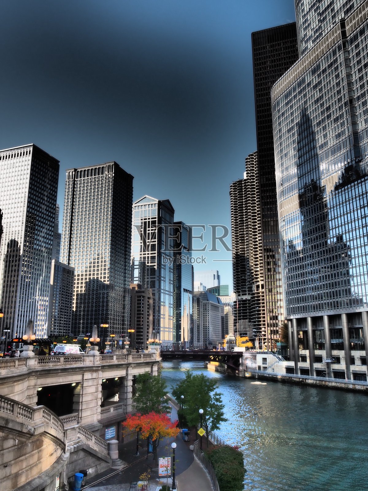 芝加哥河的观点照片摄影图片