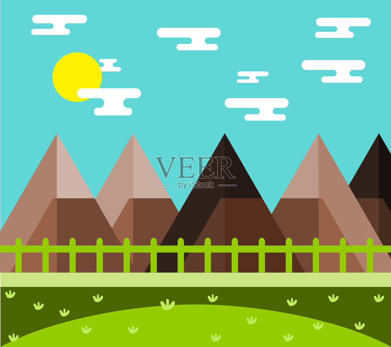 山地景观，矢量平面插图插画图片素材