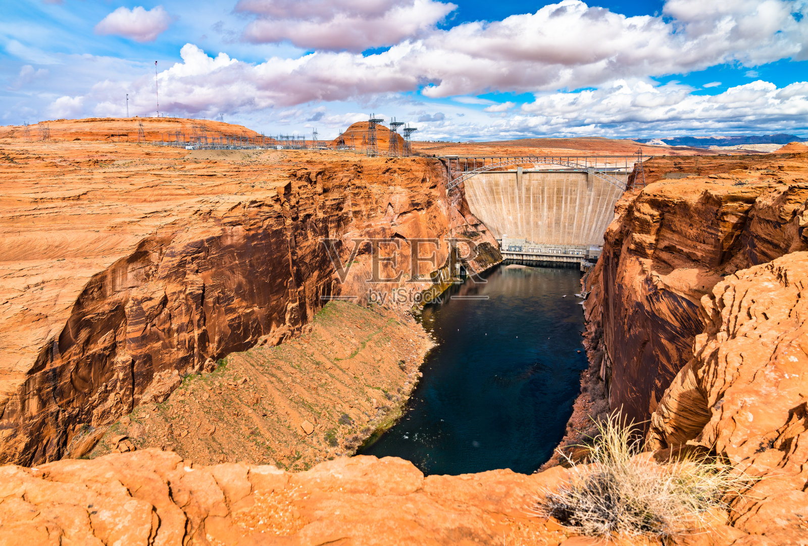 格伦峡谷大坝在亚利桑那州的科罗拉多河上照片摄影图片