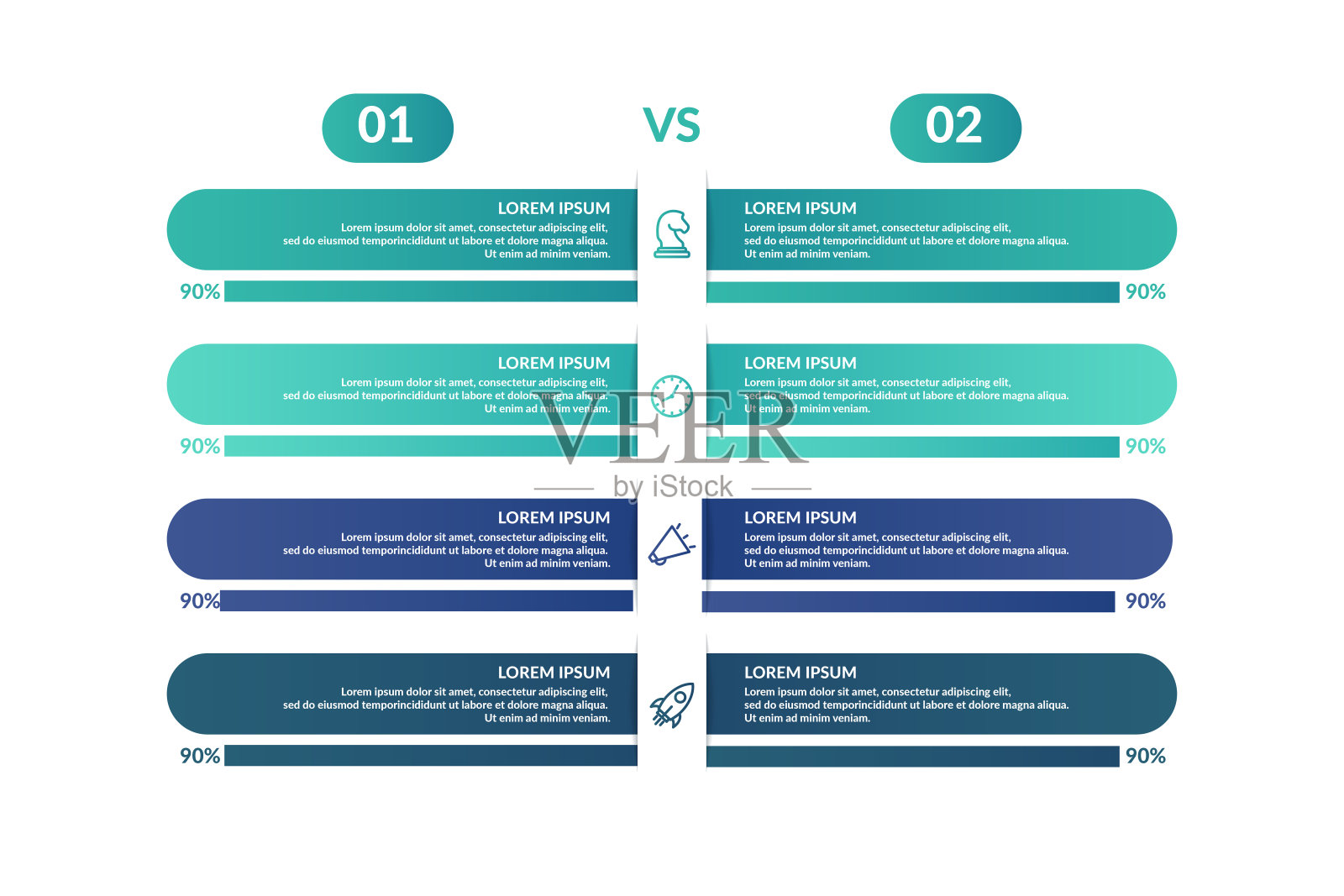用于业务演示的比较信息图表模板设计设计模板素材