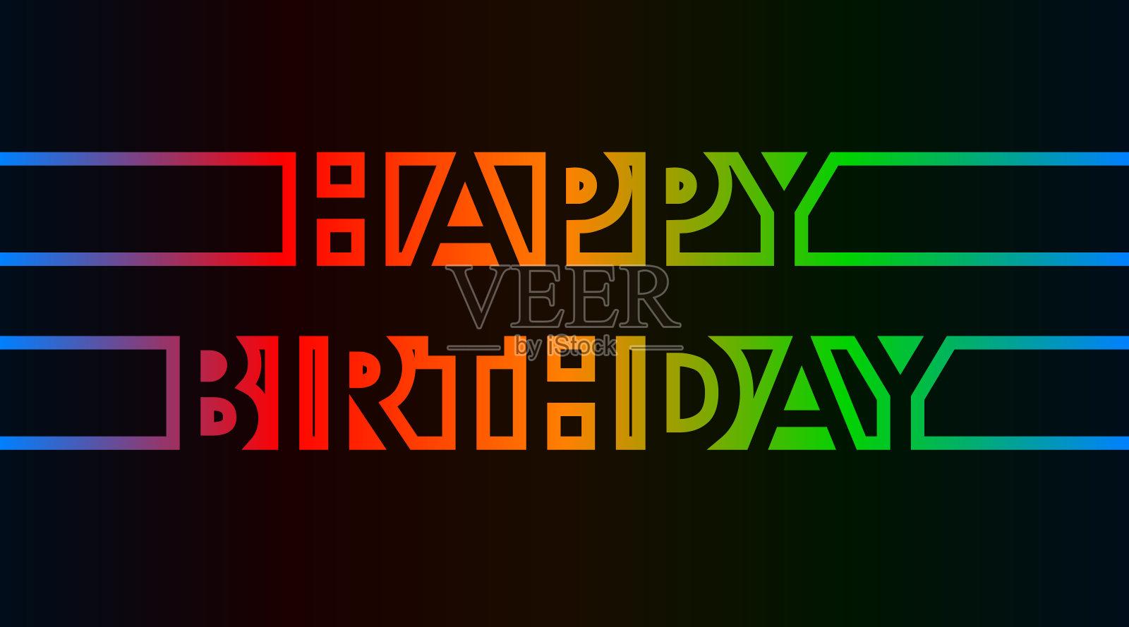 生日快乐-贺卡，邀请，传单，海报-彩色连续大纲字母-矢量插图插画图片素材