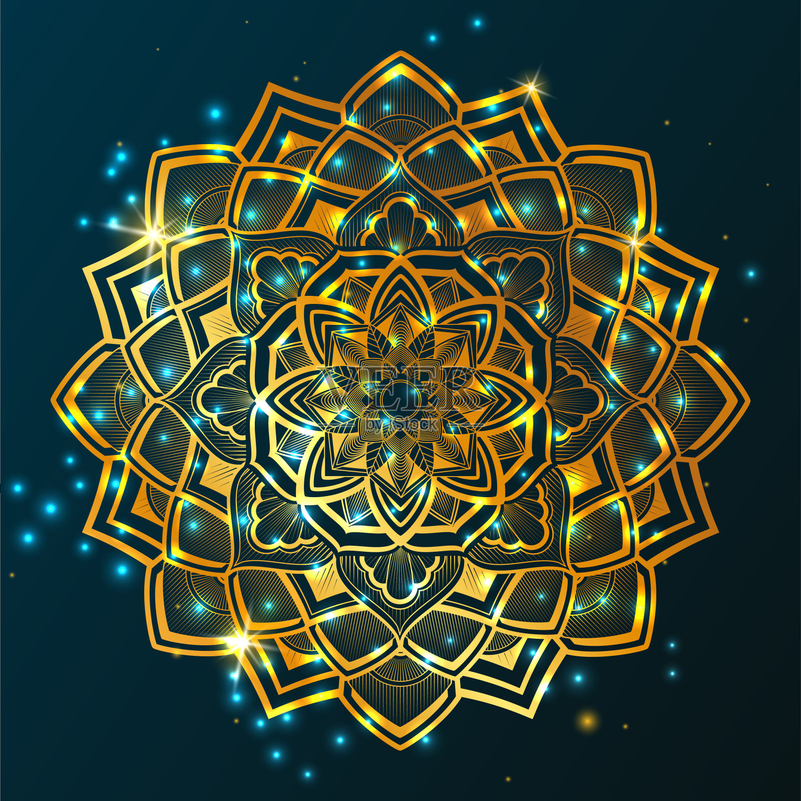 豪华曼陀罗背景的书籍封面，婚礼邀请，或其他项目。插画图片素材