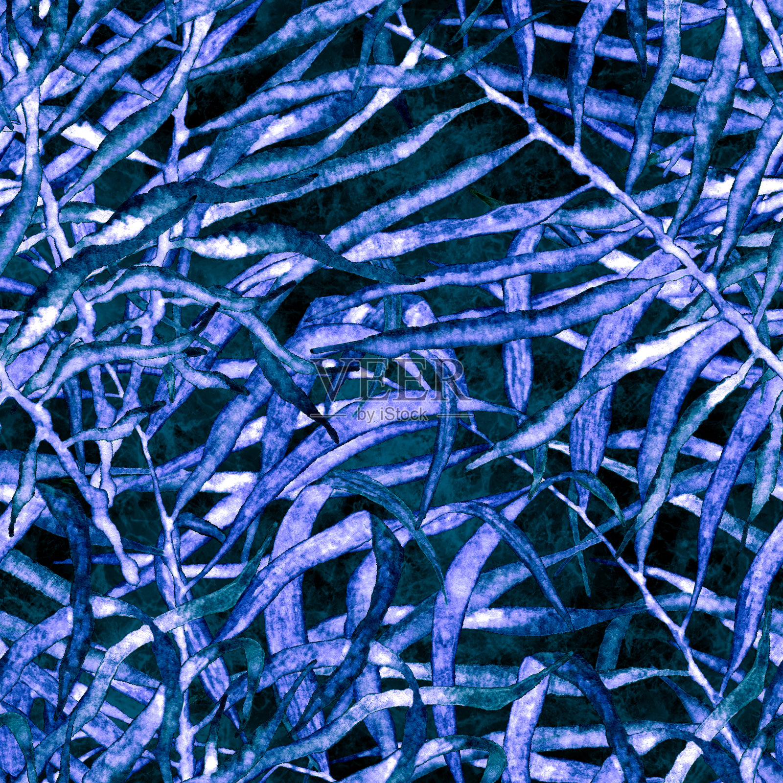 热带无缝模式。水彩凌乱的手掌插画图片素材