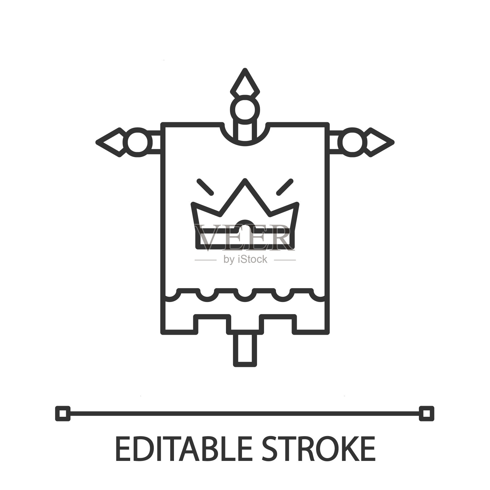 中世纪国王旗帜的线形图标图标素材