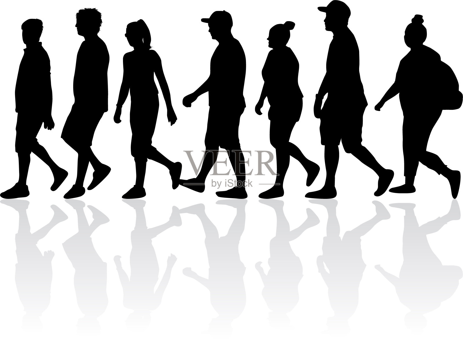 群人。一群人的剪影。插画图片素材