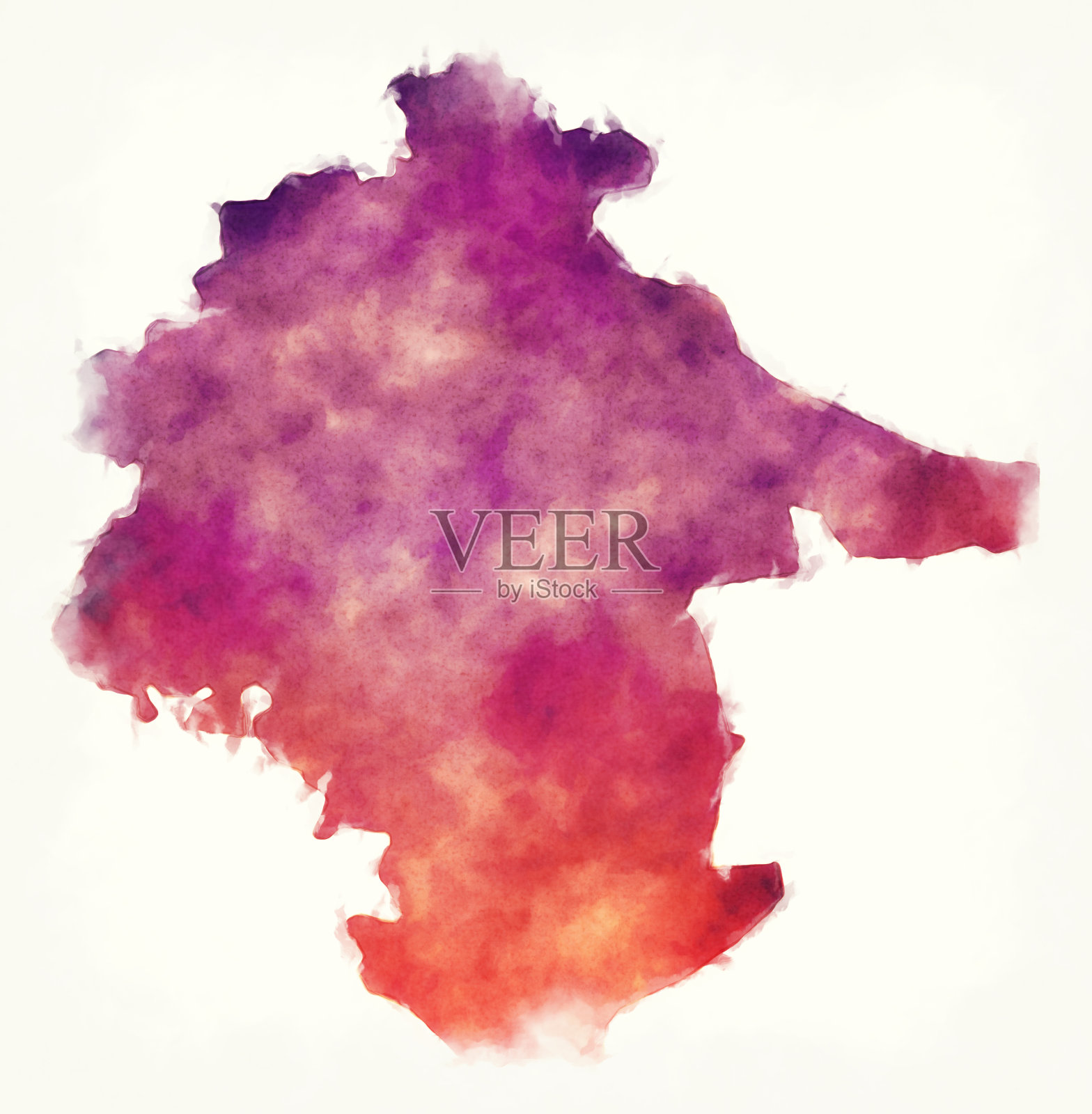 克罗地亚武科瓦尔-斯里耶姆县水彩画地图插画图片素材