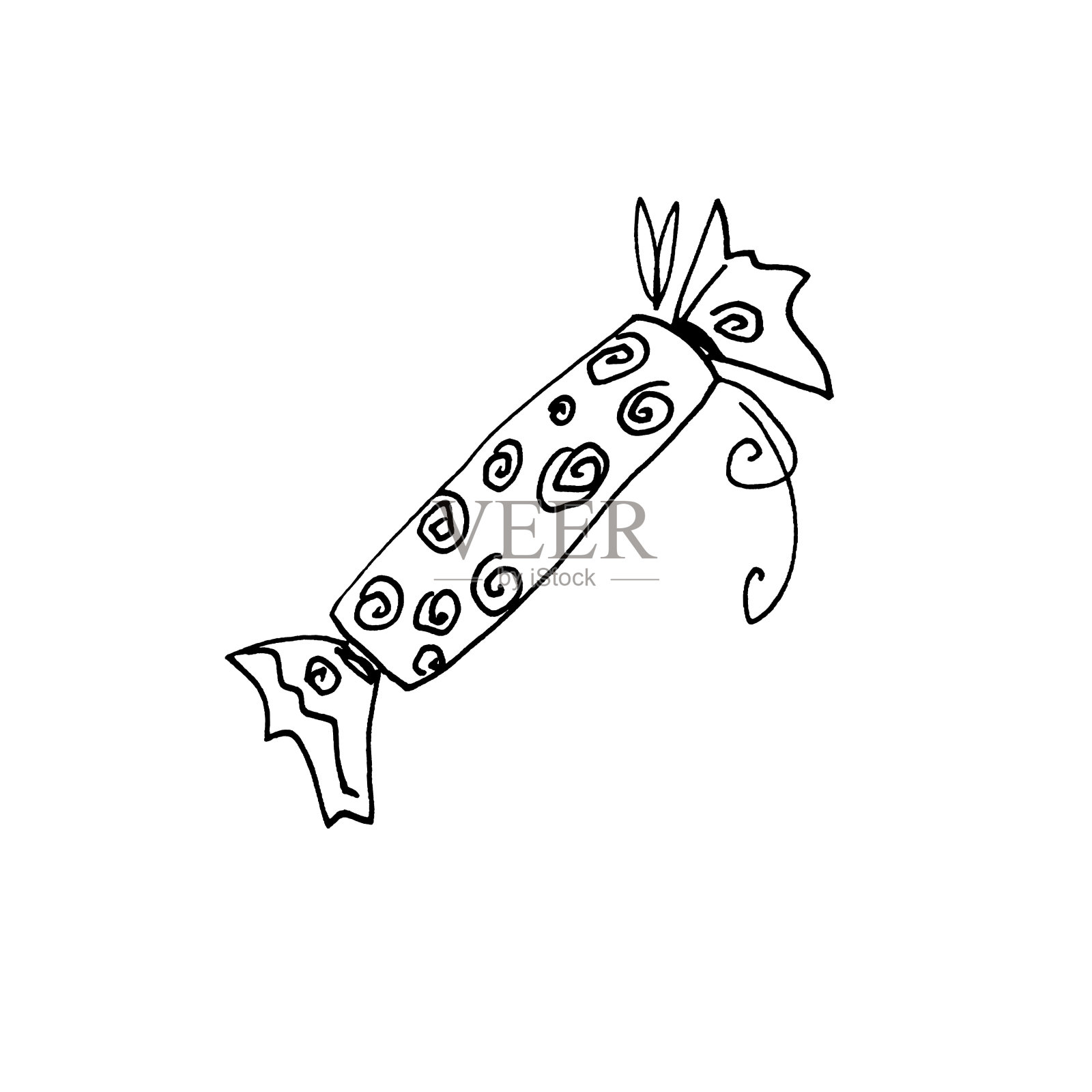 礼物,礼物盒子。糖果。涂鸦，线条画，手绘。圣诞节，新年，生日，情人节，婚礼，假日插画图片素材