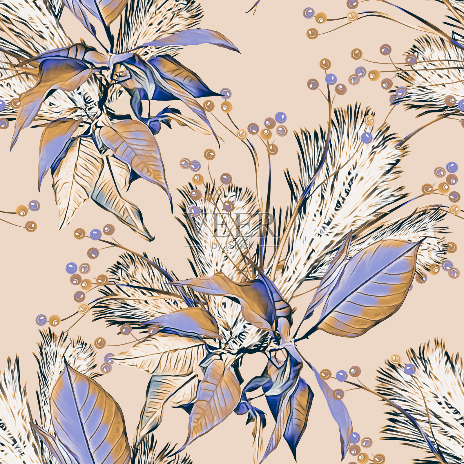 无缝图案的圣诞花束。插画图片素材