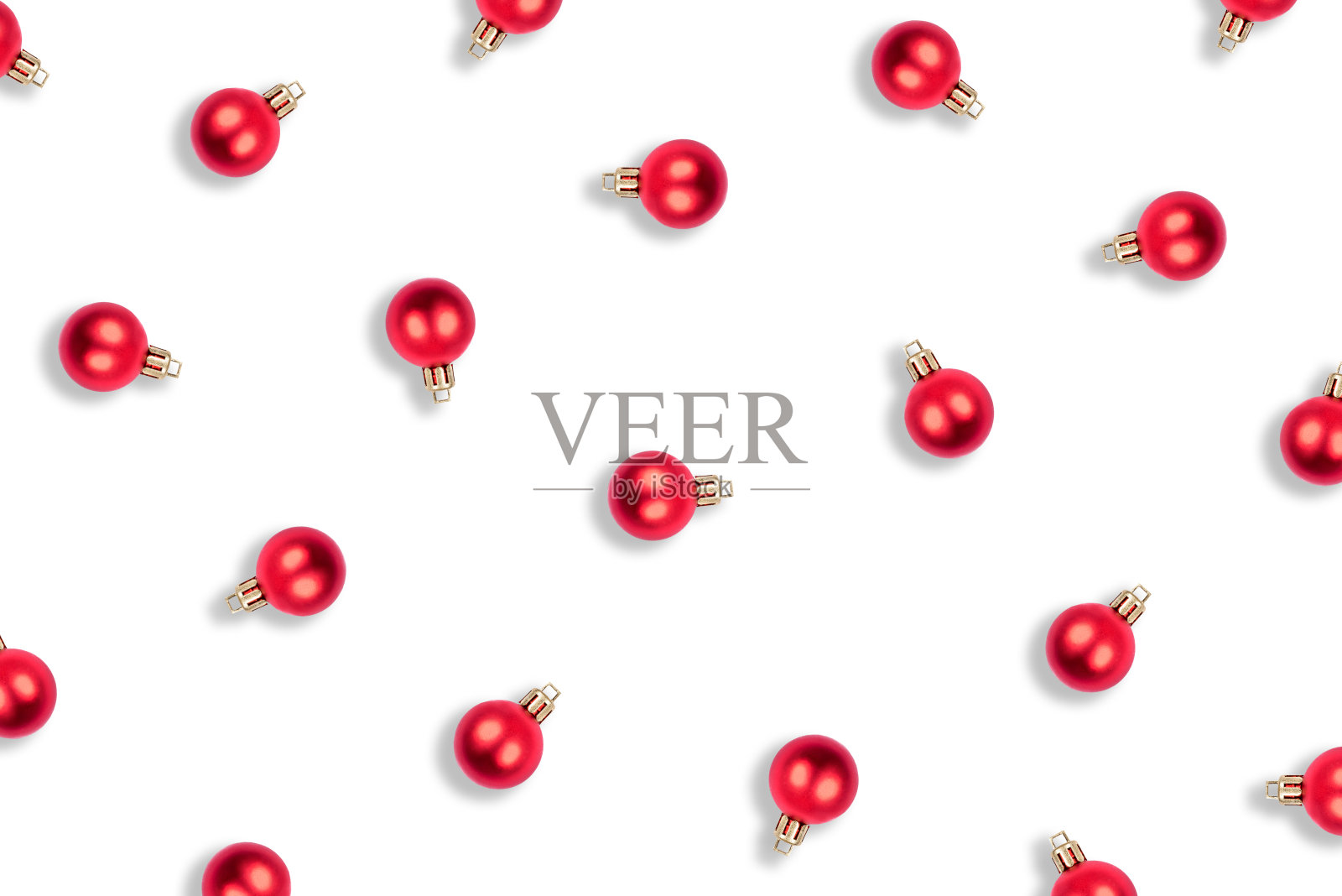 圣诞球的模式孤立在白色的背景。照片摄影图片