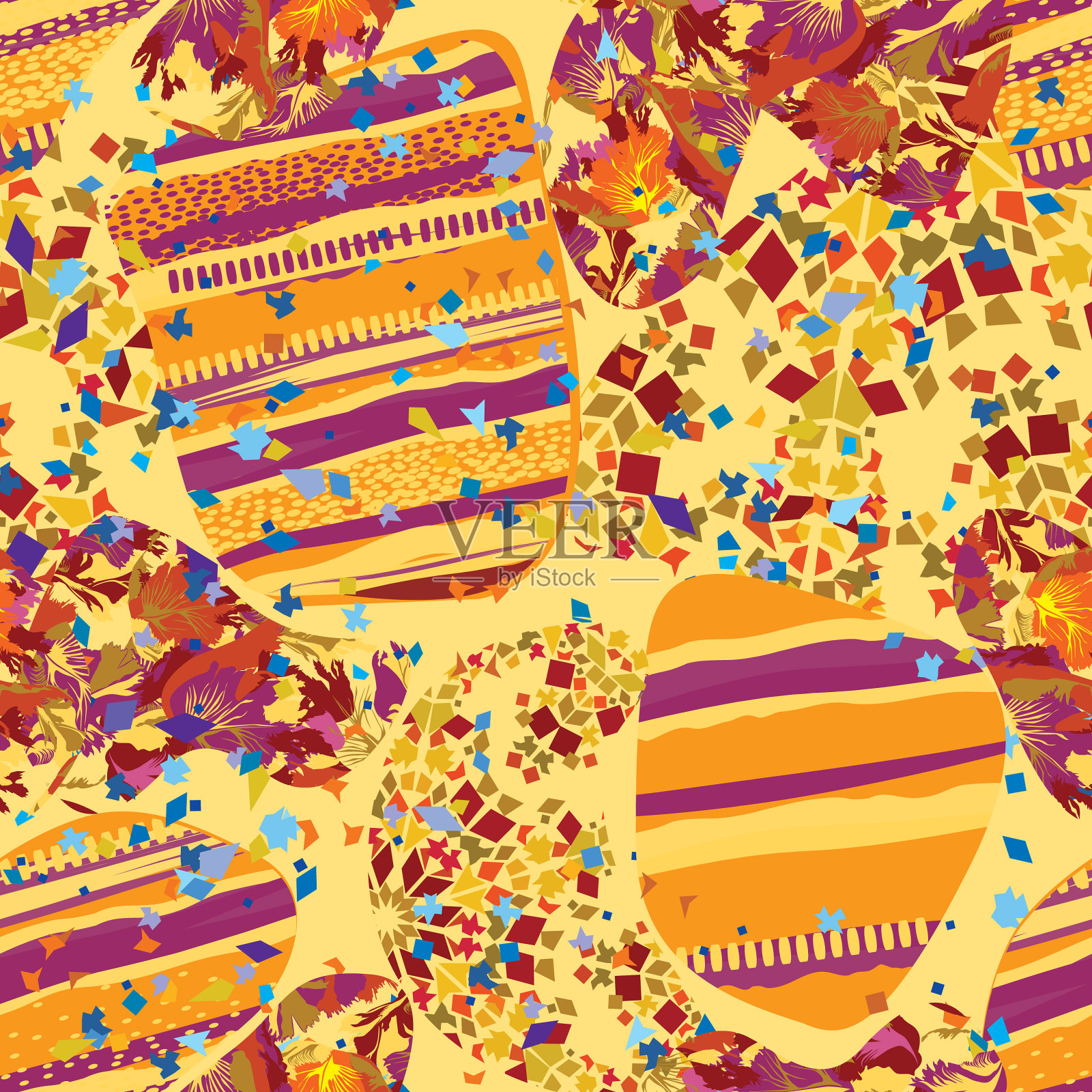 无缝图案与抽象几何形状。马赛克瓷砖装饰墙纸插画图片素材