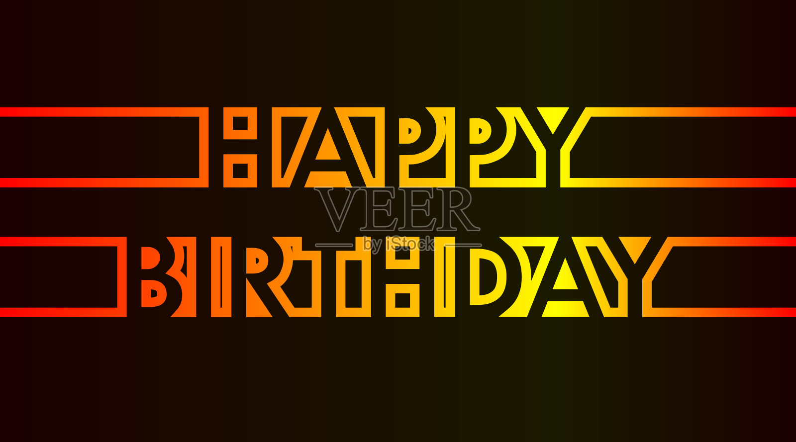 生日快乐-贺卡，请柬，传单，招贴画-温暖灯连续轮廓字母-向量插画图片素材