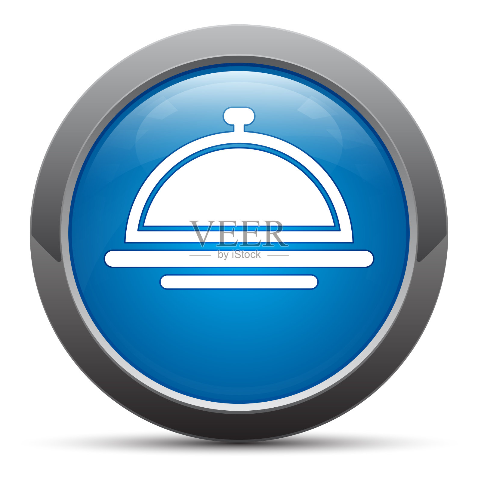 食品封面图标溢价蓝色圆形按钮矢量插图图标素材