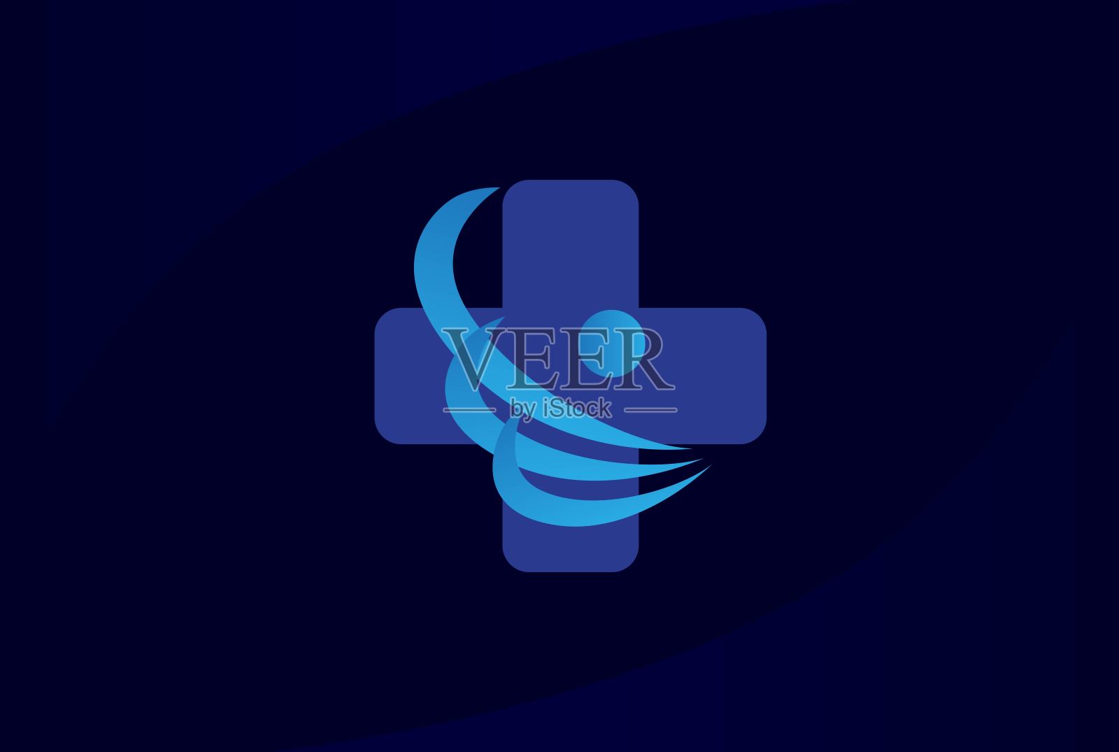 交叉健康医疗标识矢量模板插画图片素材