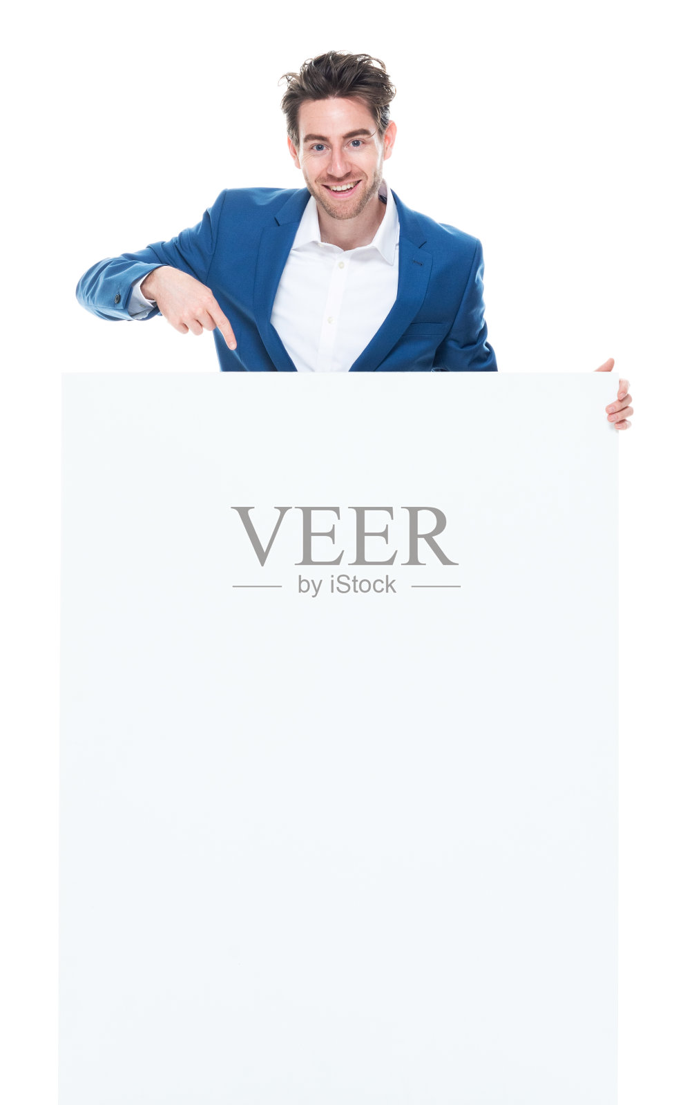 全长/正面视图/看相机/一人只/一人30-39岁的成年人英俊的人棕色头发高加索男性/年轻人商人/商人站着穿着西装谁是微笑/快乐/愉快/大笑照片摄影图片