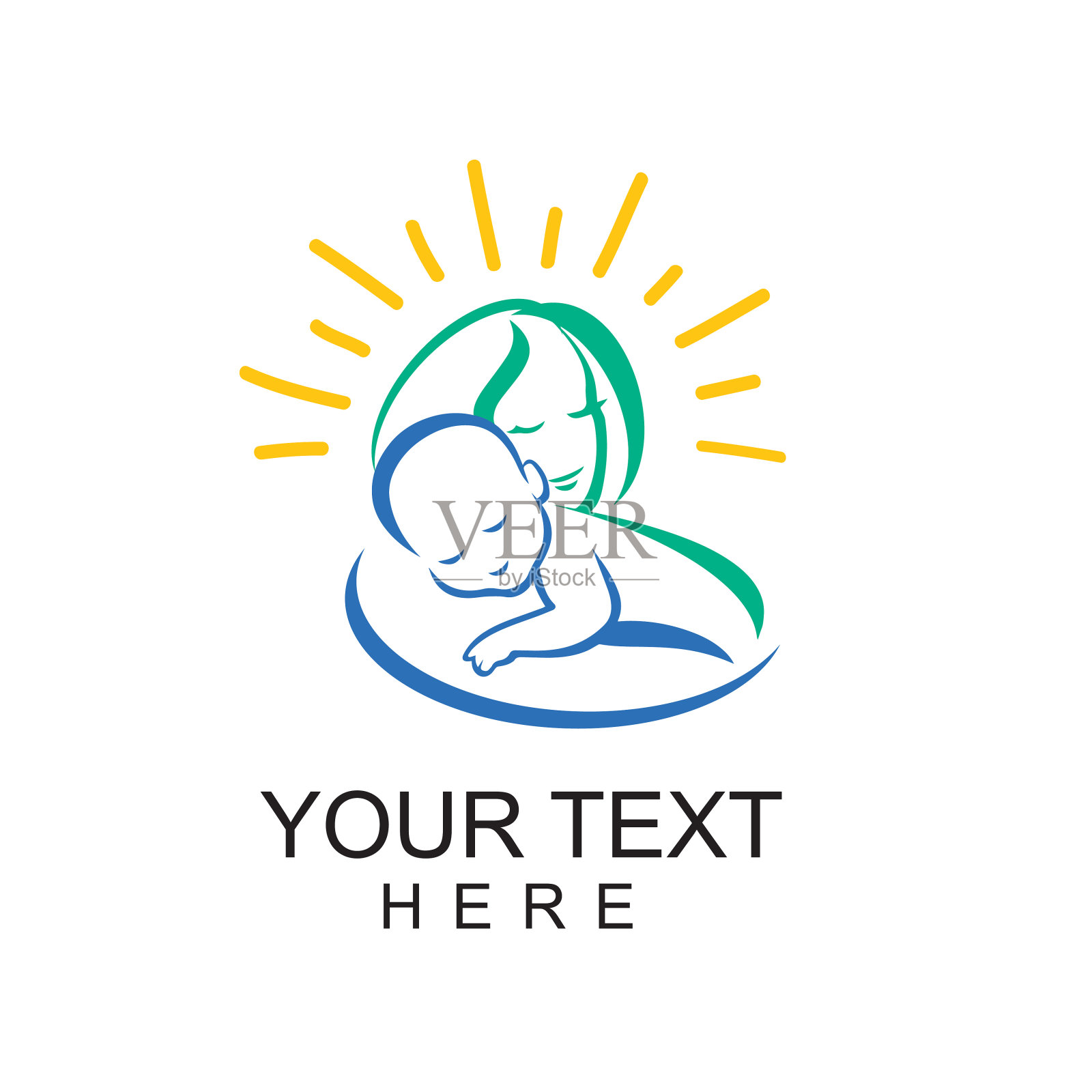 母子之爱色彩符号向量创意标志插画图片素材