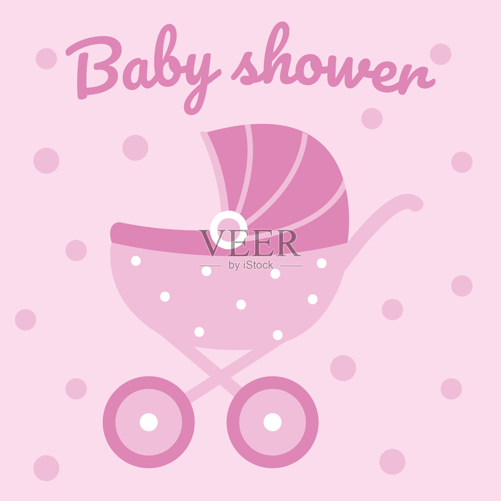 婴儿车。粉红色的婴儿推车插画图片素材