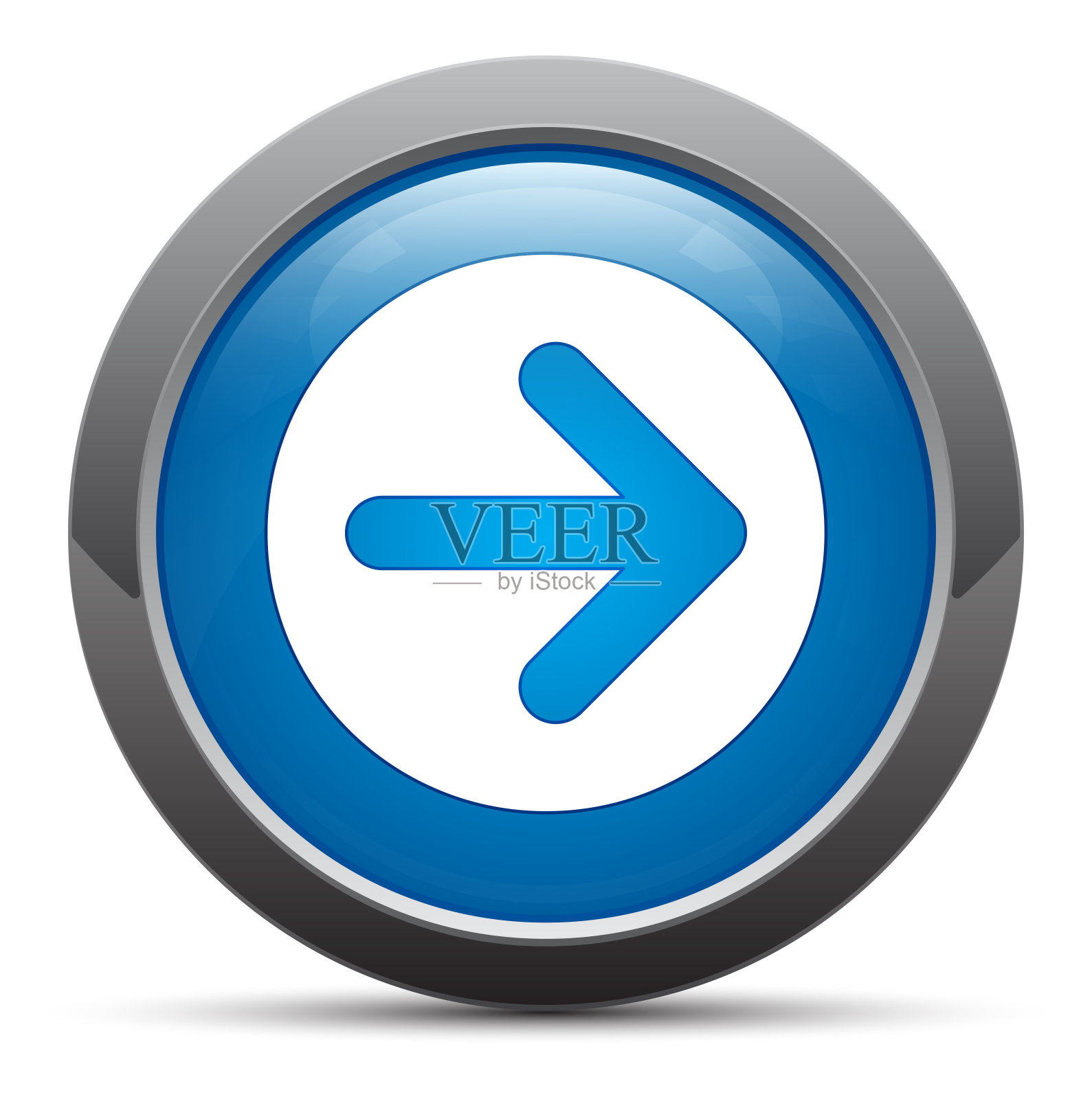 下一个箭头图标溢价蓝色圆形按钮矢量插图设计元素图片