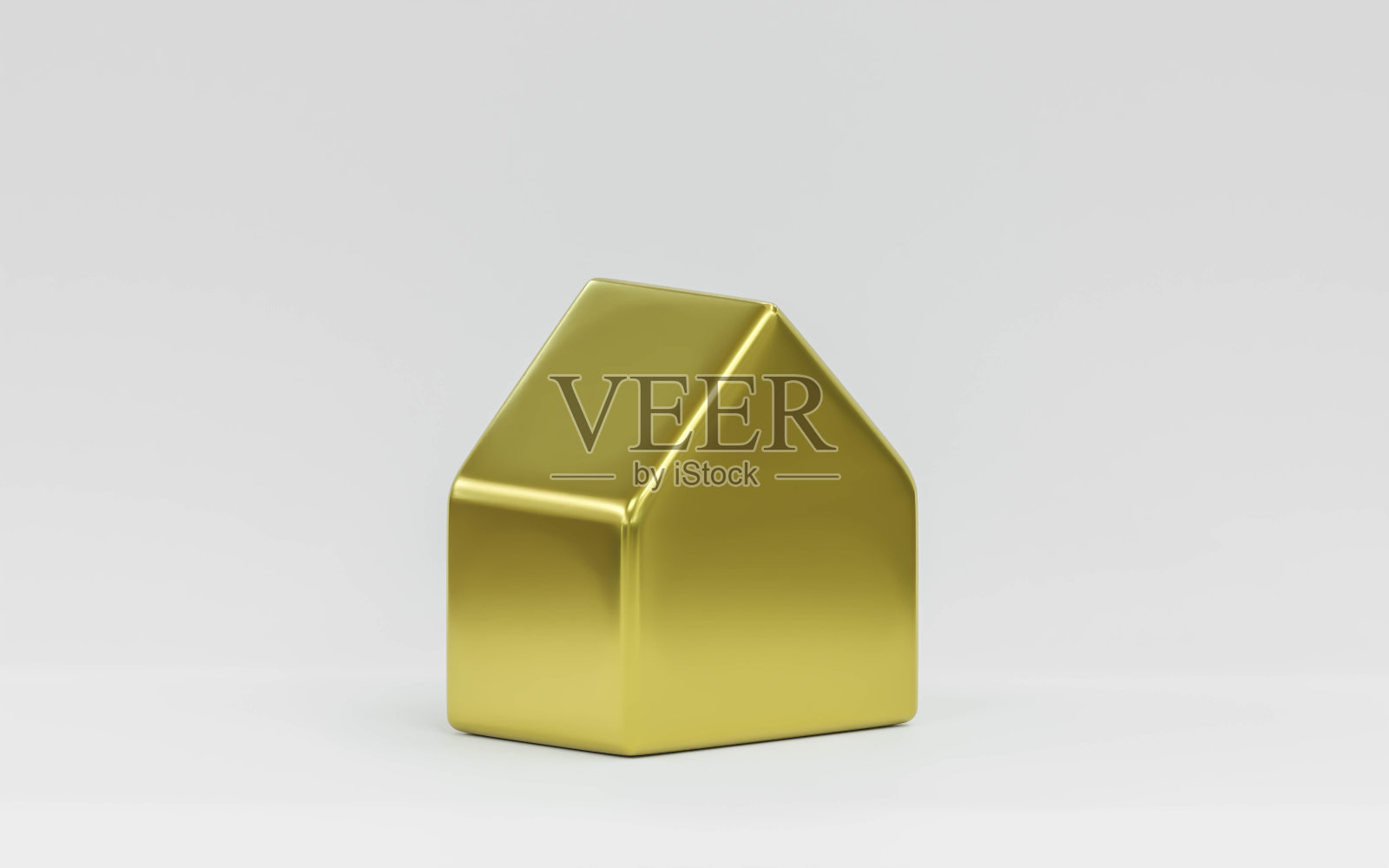 金色的房子建筑概念在白色的背景3d插图渲染照片摄影图片