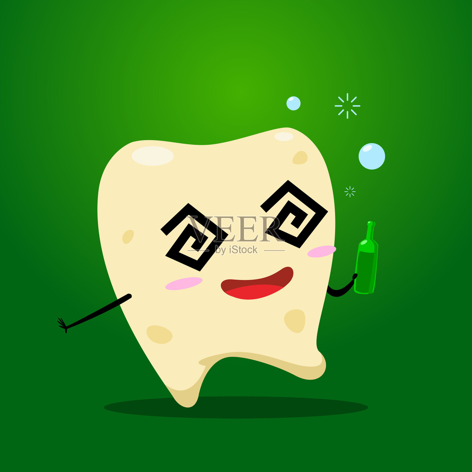 黄牙喝酒。孤立的矢量图插画图片素材