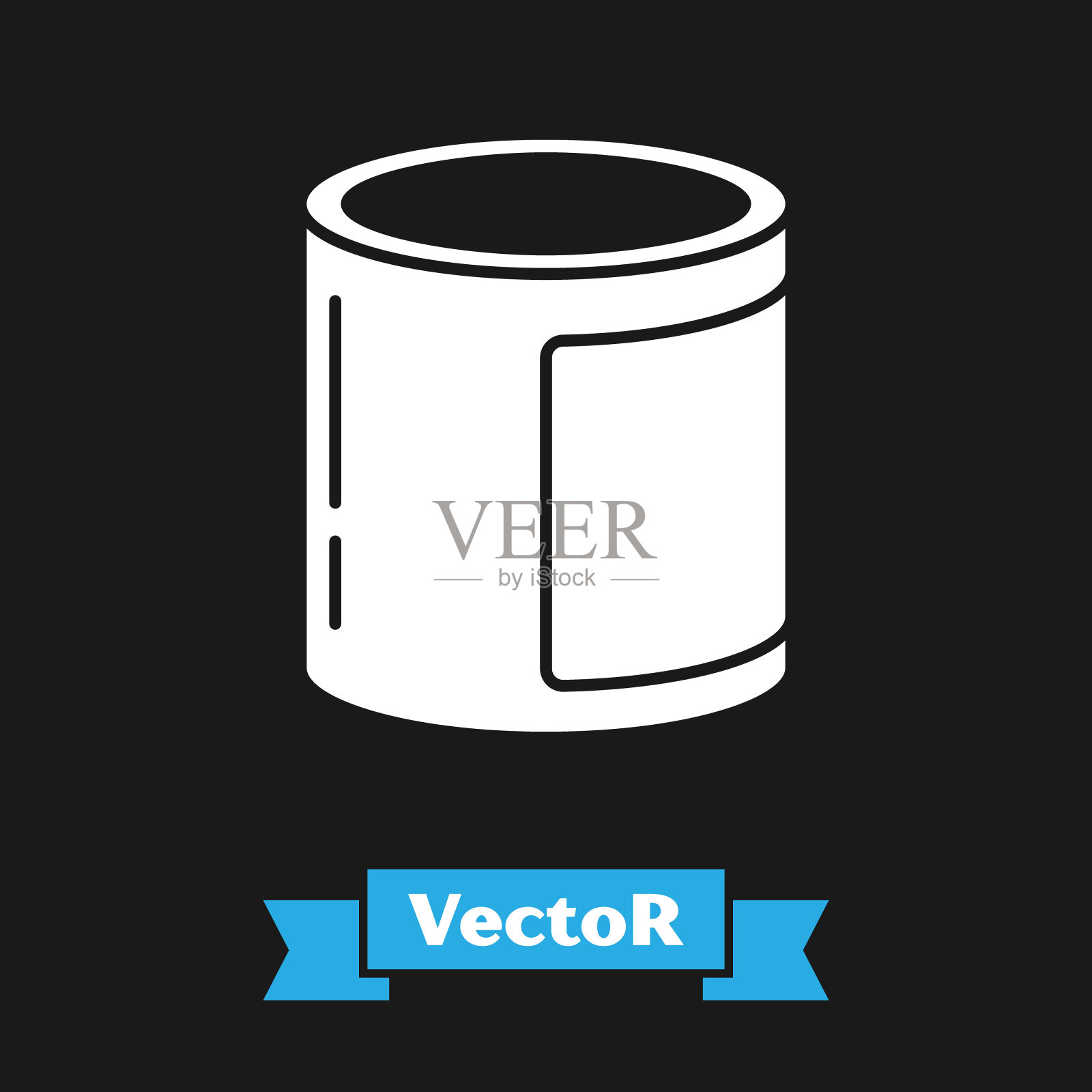 白色罐头食品图标孤立在黑色背景。动物的食物。宠物食品。矢量图插画图片素材