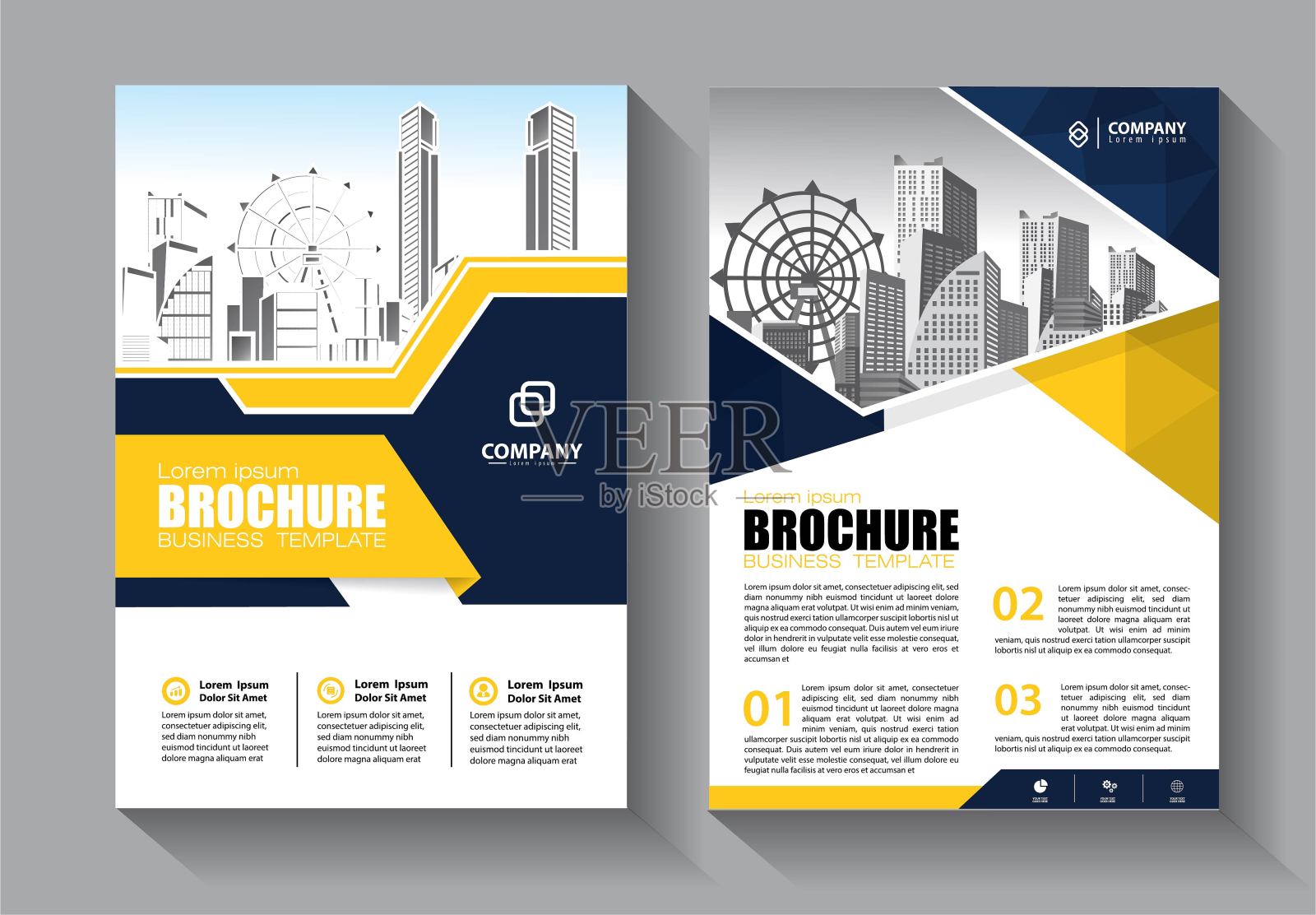 宣传册设计，涵盖现代布局，年度报告，海报，传单A4彩色三角形，几何形状的科技，科学，市场与灯光背景插画图片素材