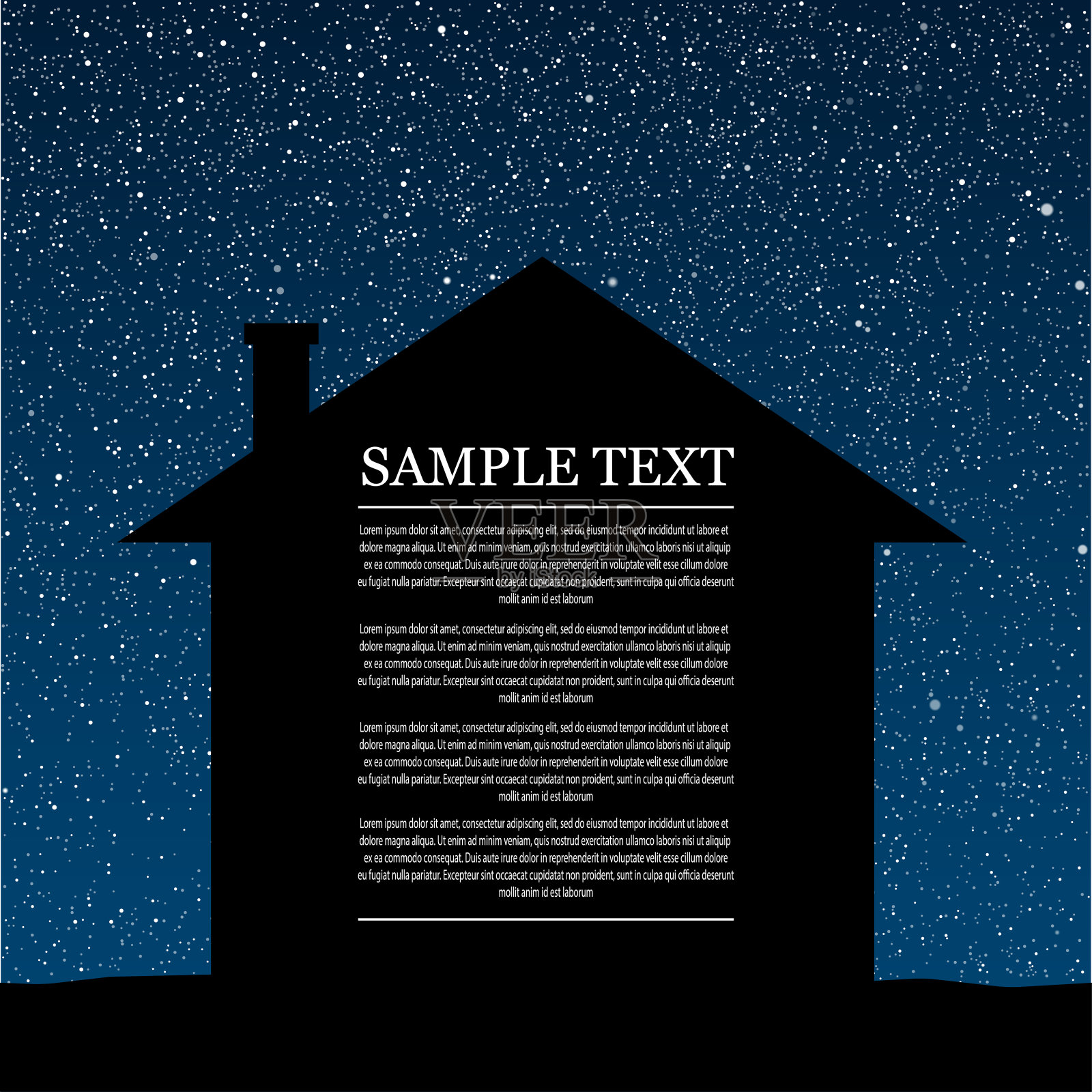 月光下的房子剪影。插画图片素材